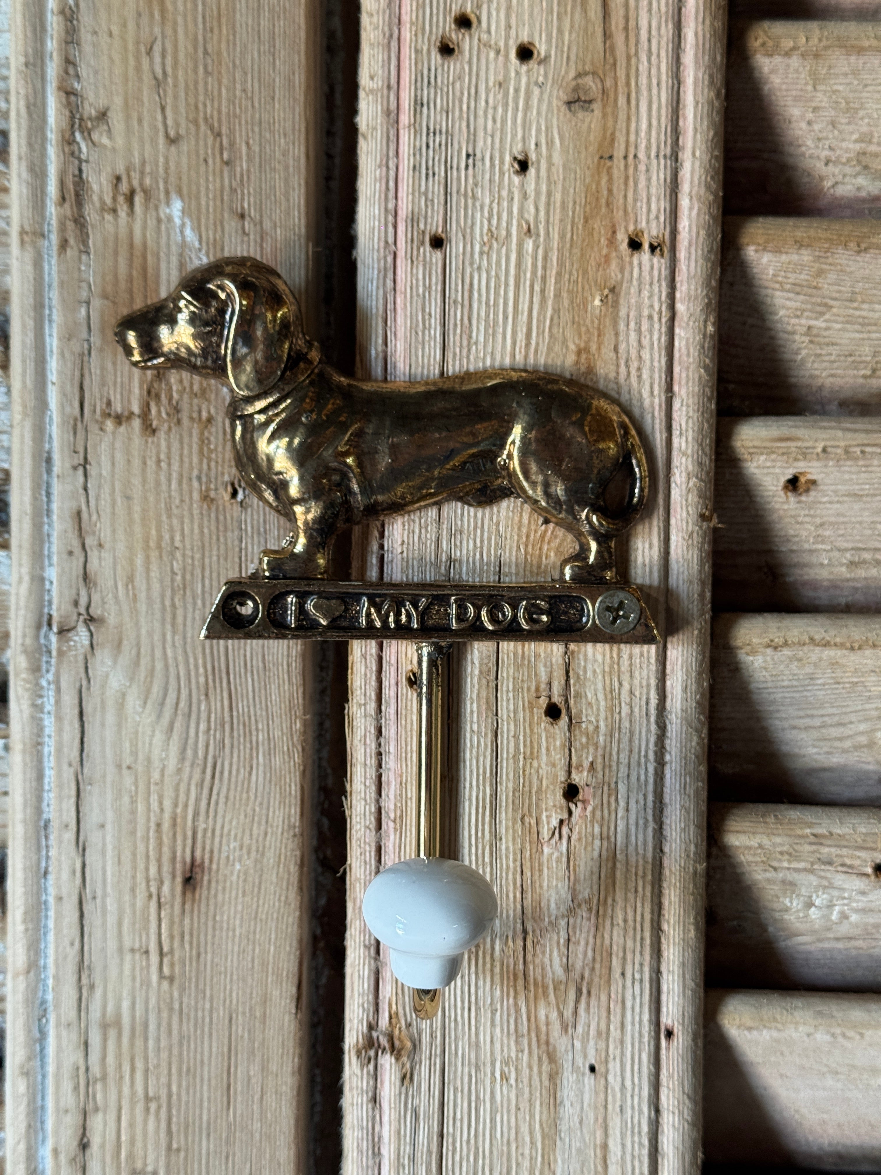Dachsund Gilt Metal Wall Hook with Ceramic Knob