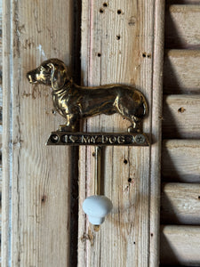Dachsund Gilt Metal Wall Hook with Ceramic Knob
