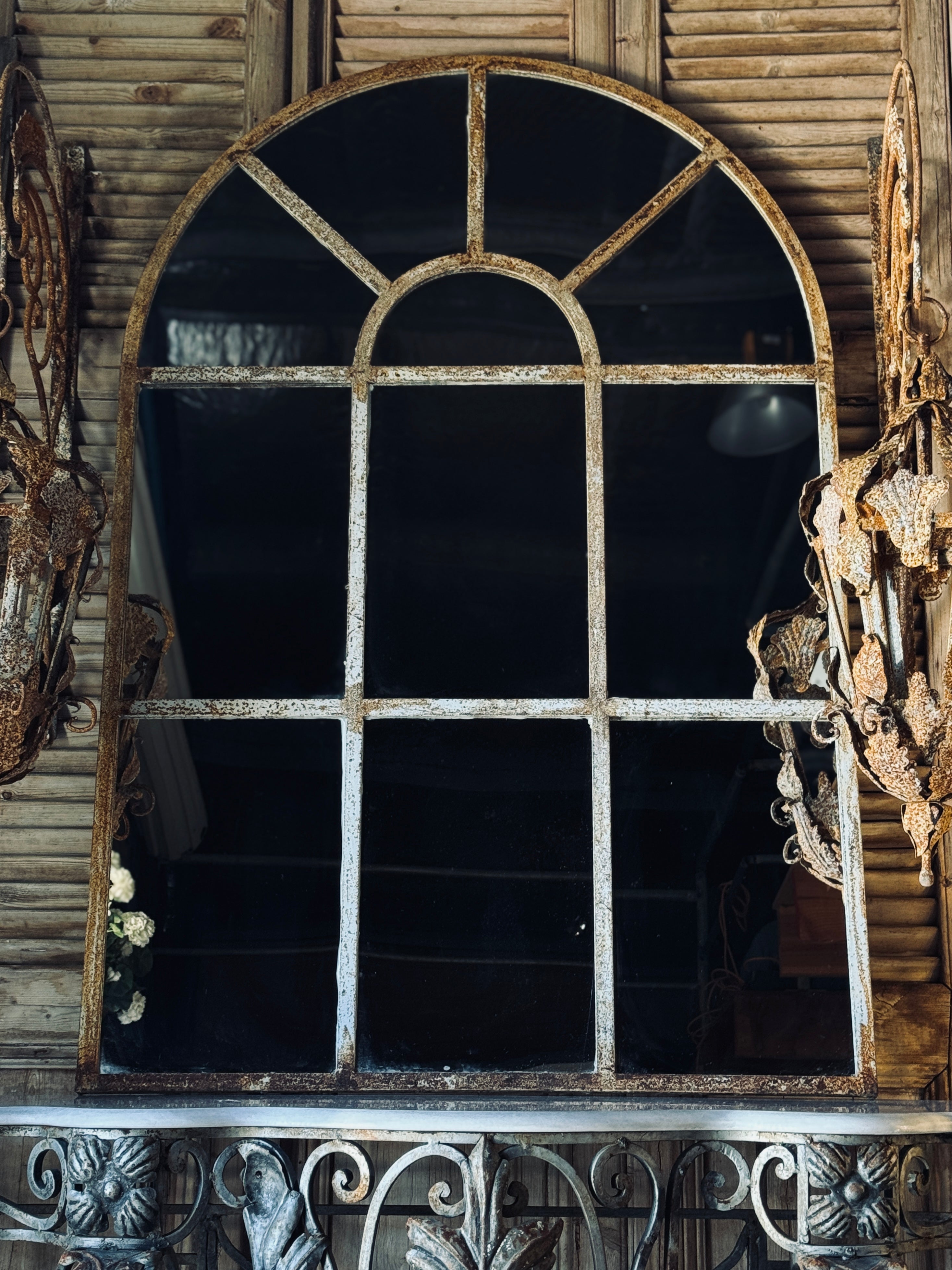 Vintage French Metal Arch Mirror