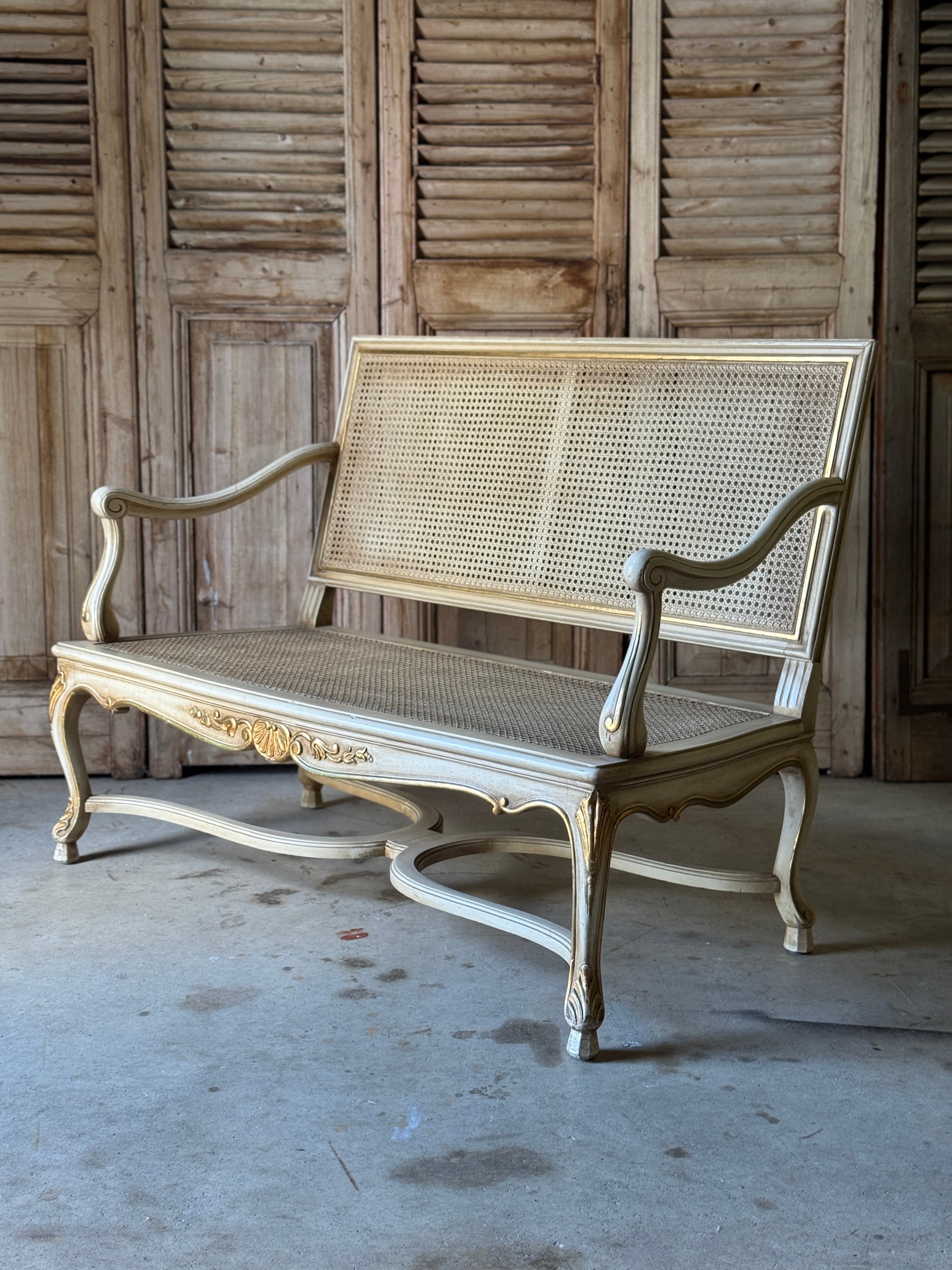 Vintage Louis XVI Style Rattan Settee