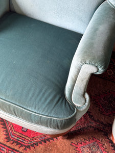 Pair of Vintage Wingback Armchairs – Blue Velvet