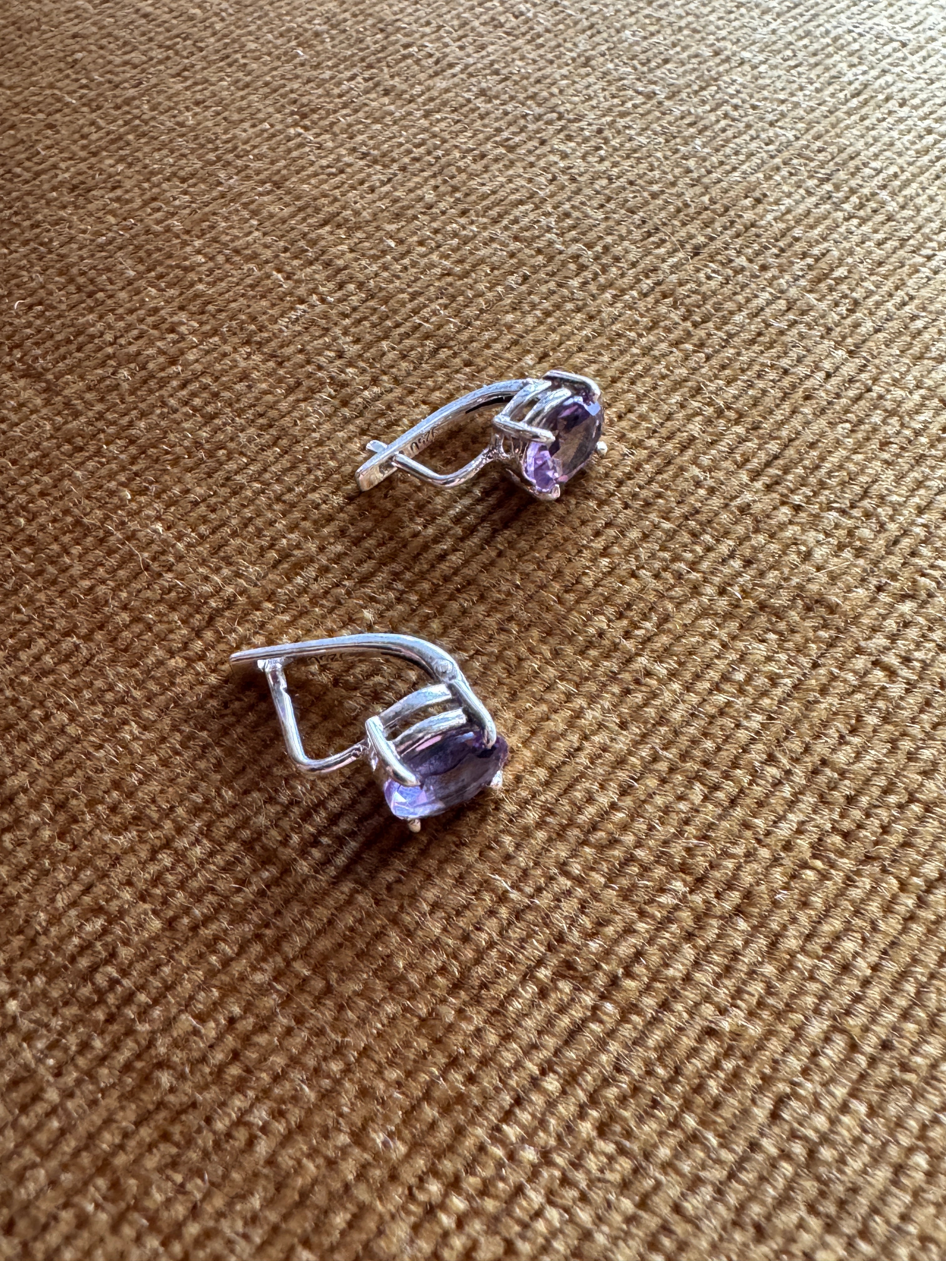 Vintage Sterling Silver Amethyst Earrings