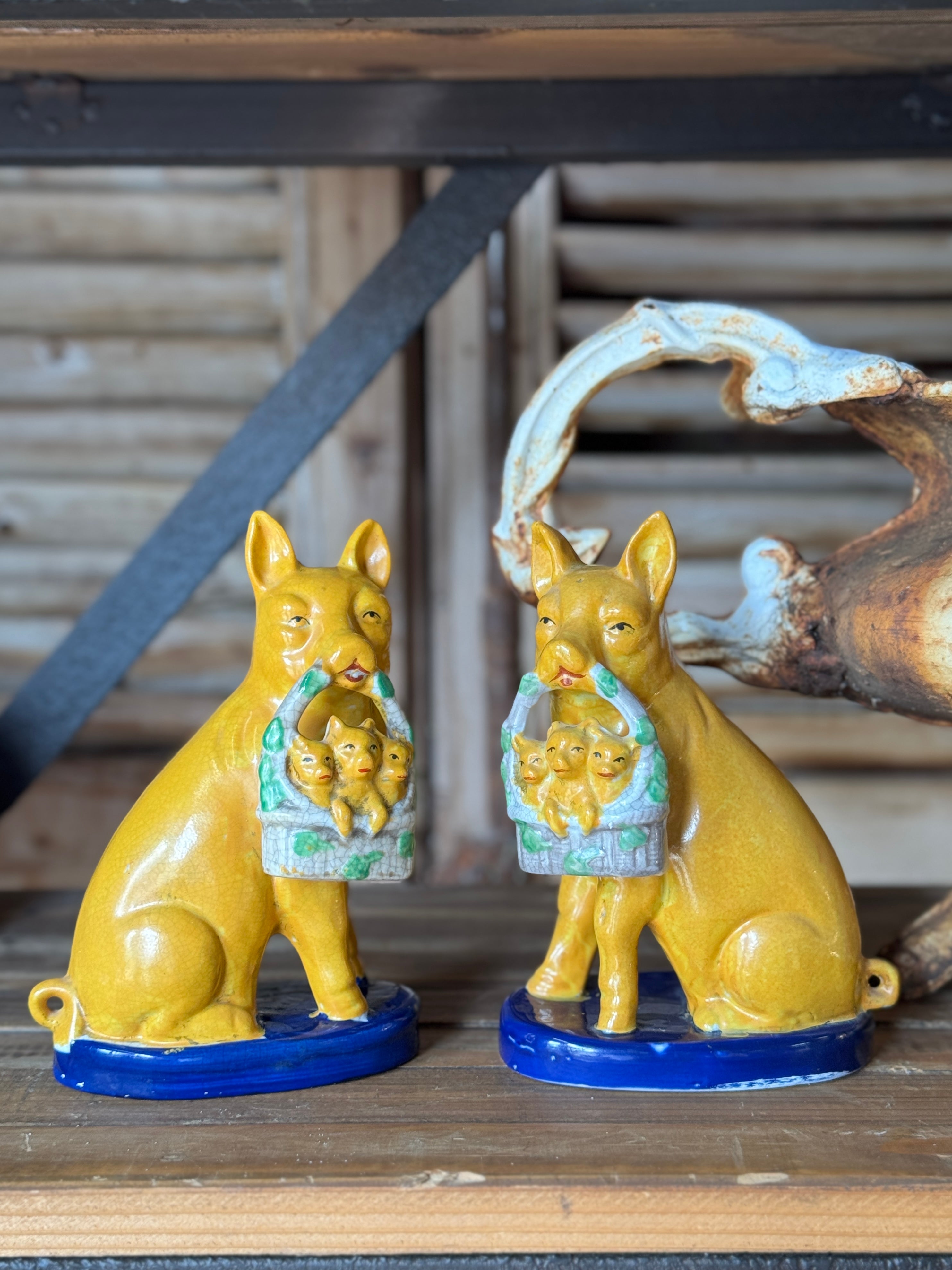 Pair of Vintage Staffordshire Pig Figurines