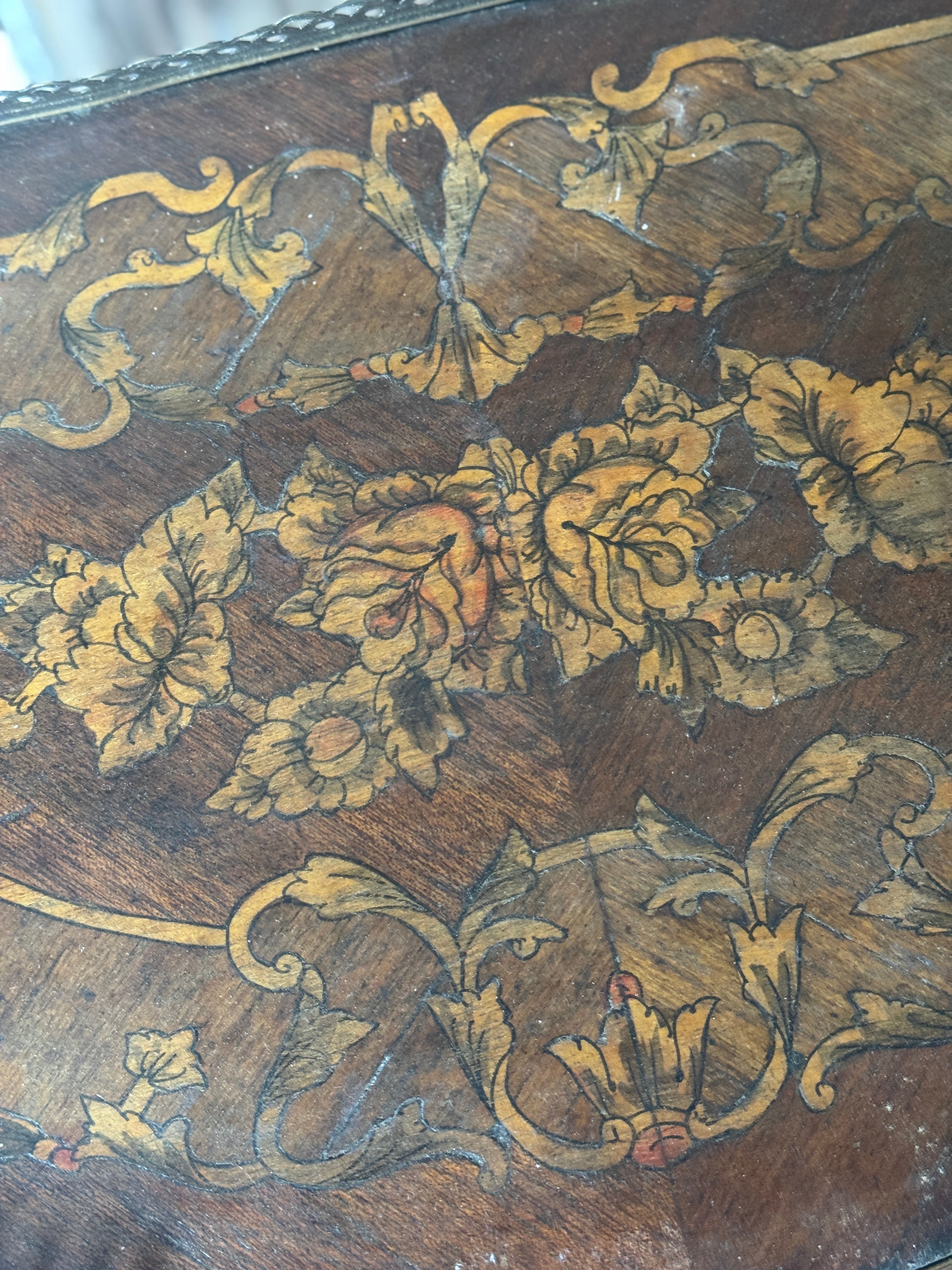 Vintage French Louis XV-Style Marquetry Side Table