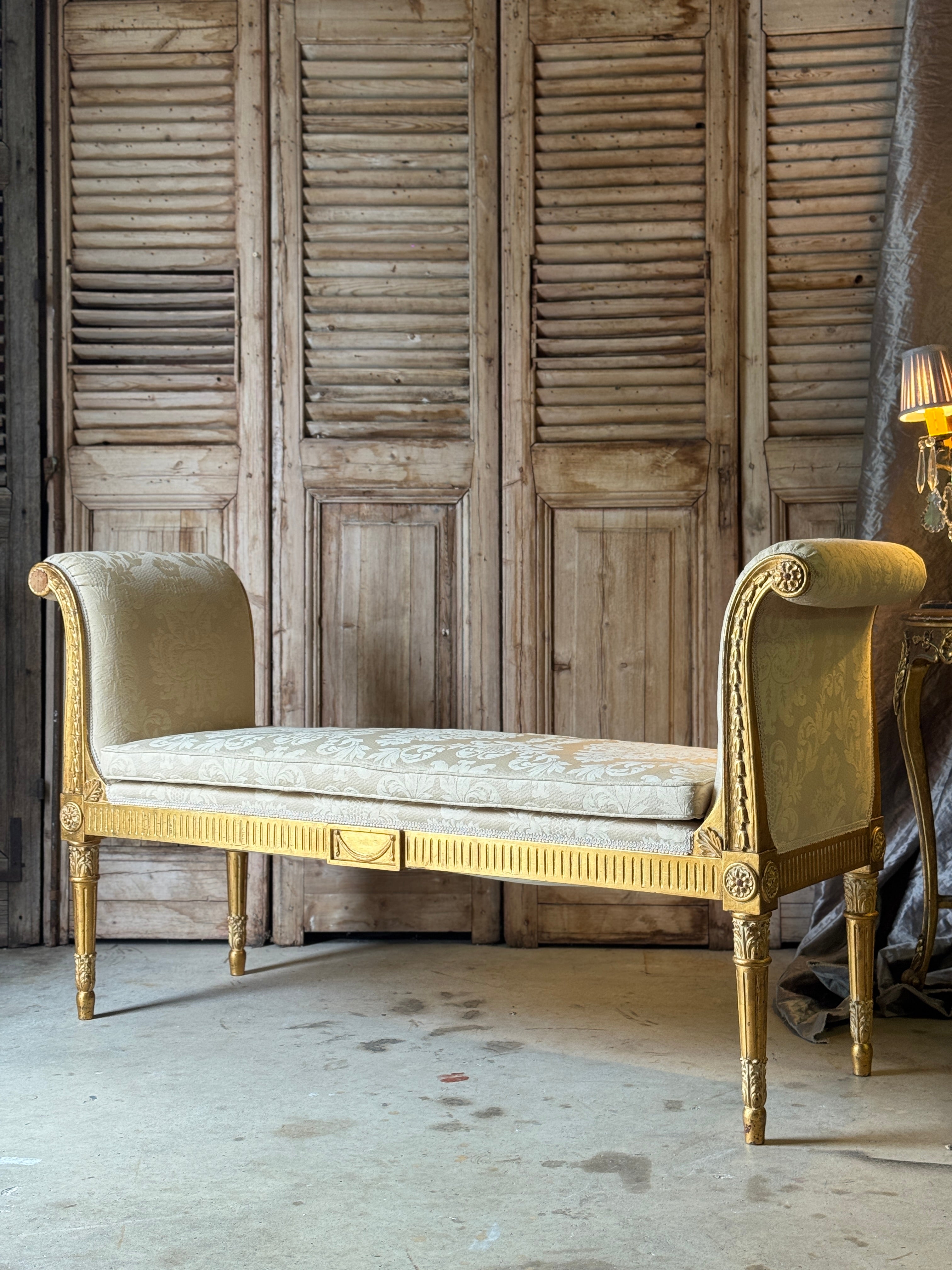 Vintage French Louis XVI Style Giltwood Window Seat / Bench