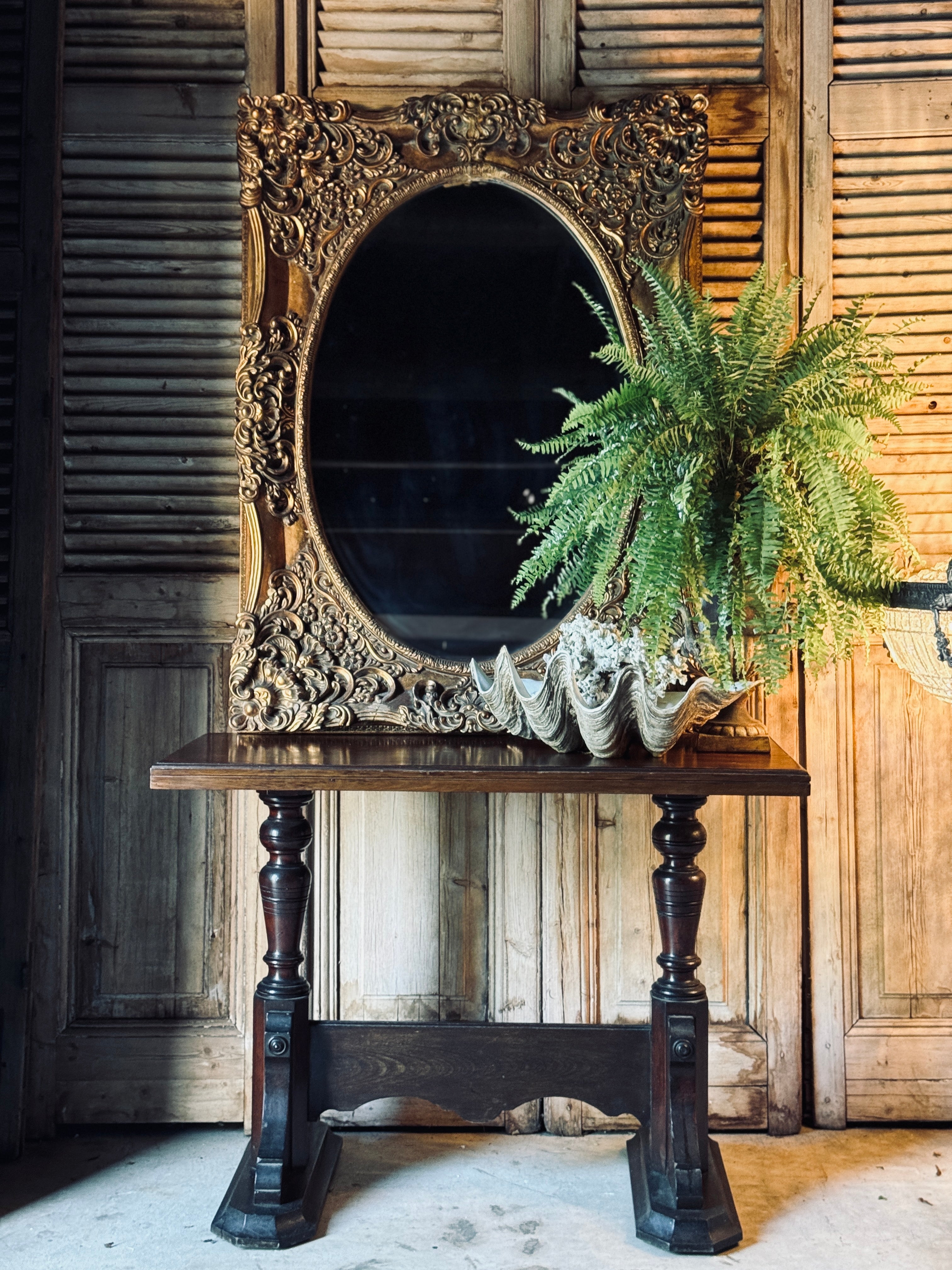 Vintage Solid English Oak Console Table