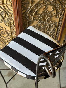 Pair of Vintage French Metal Bar / Outdoor Stools with New Upholstery