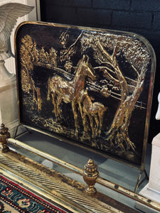 Vintage Brass Horse Firescreen