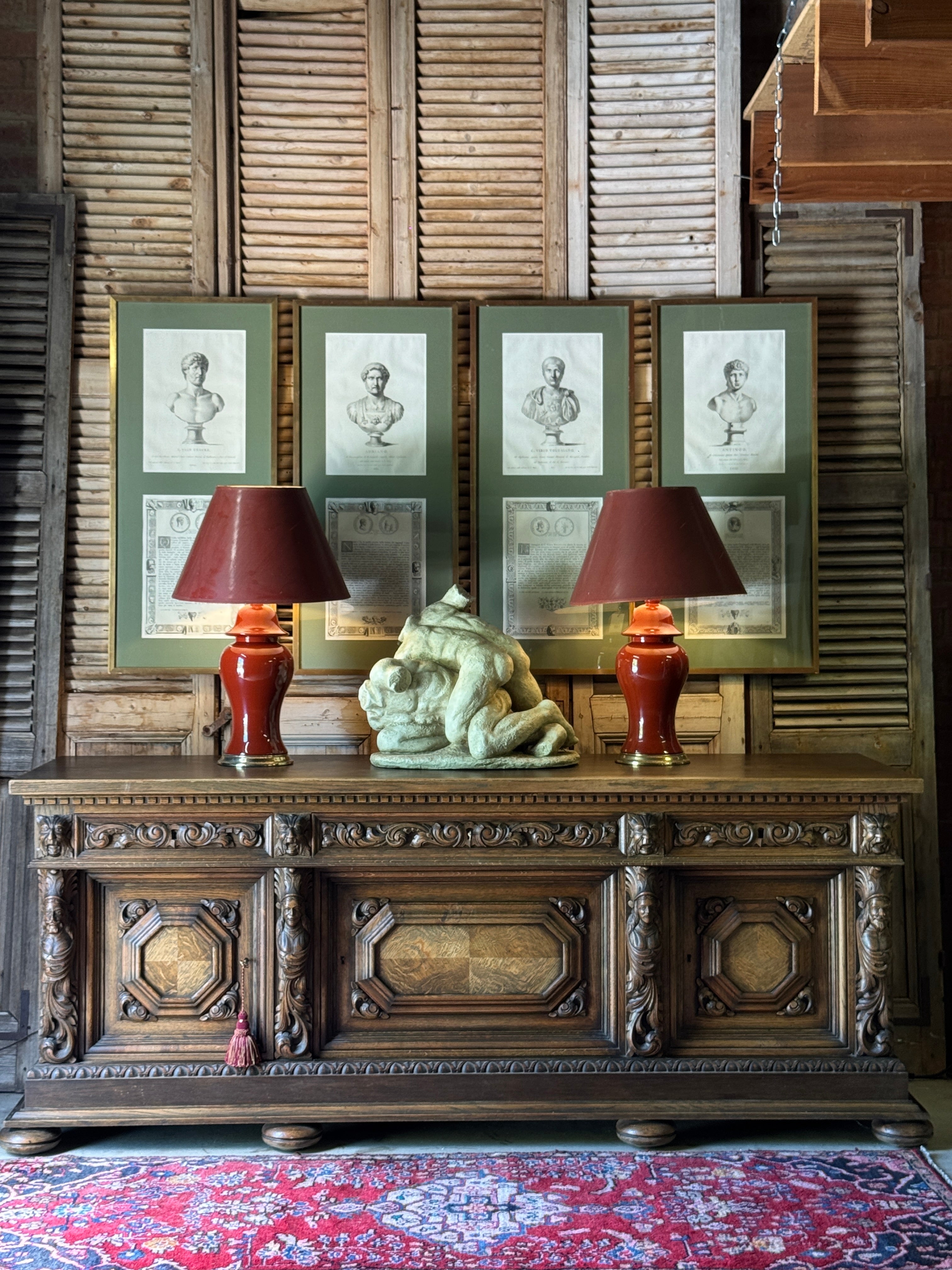 Vintage Danish Carved Timber Sideboard