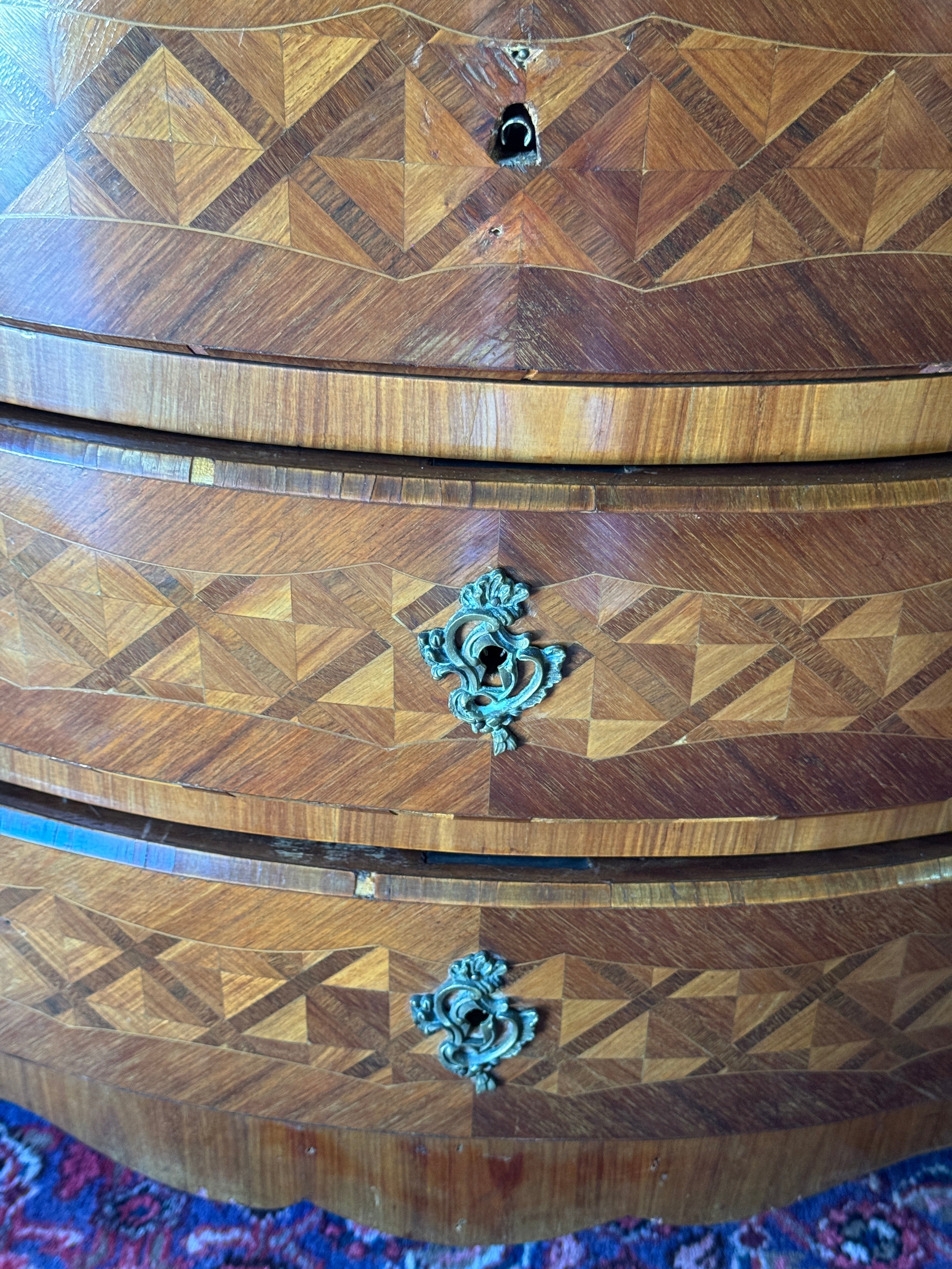 Vintage French Louis XV-Style Marble Top Commode