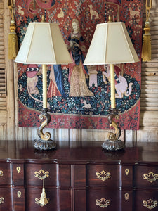 Pair of Large Scroll Candlestick Table Lamps