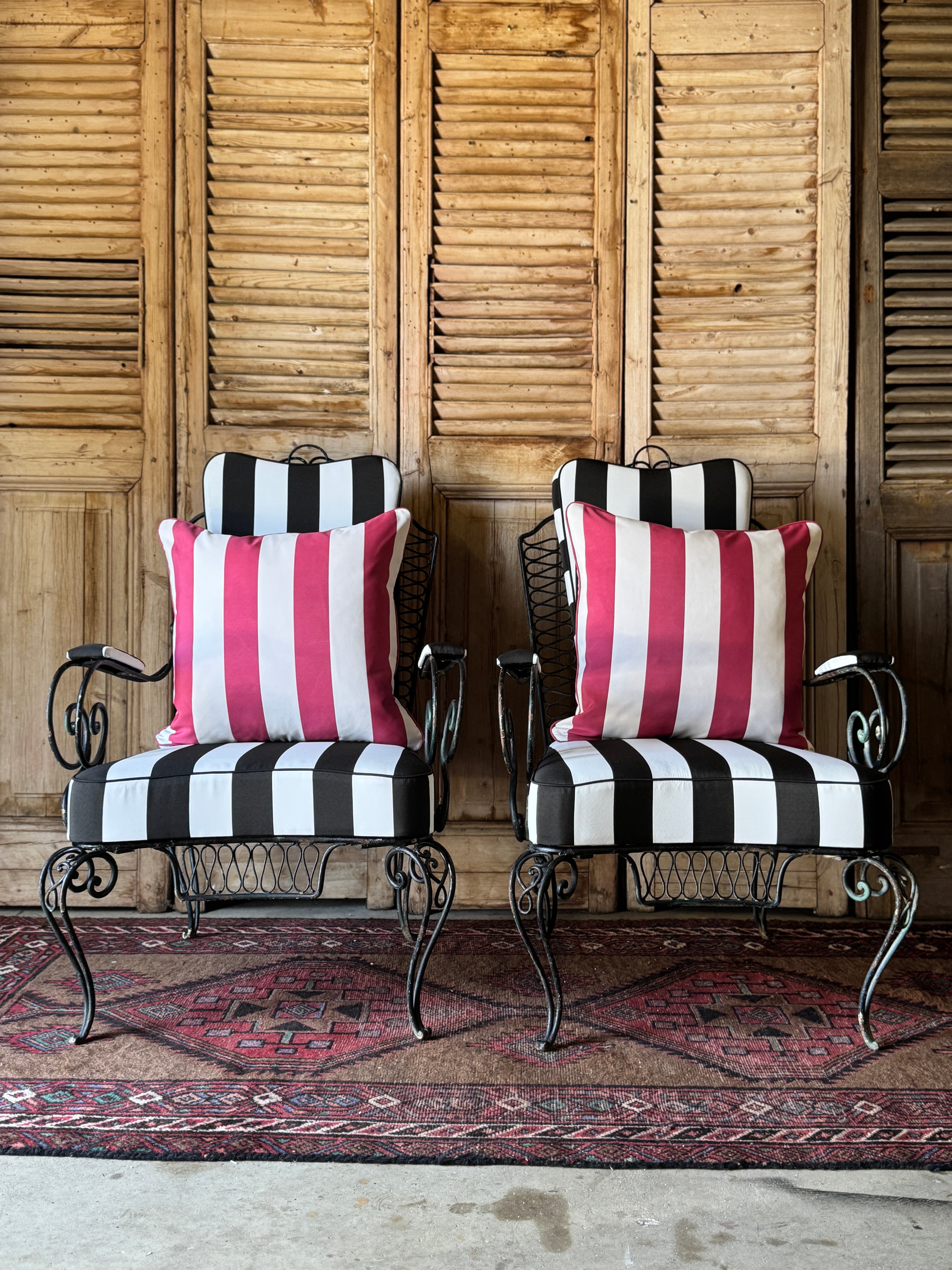 Red & White Striped Outdoor Cushions