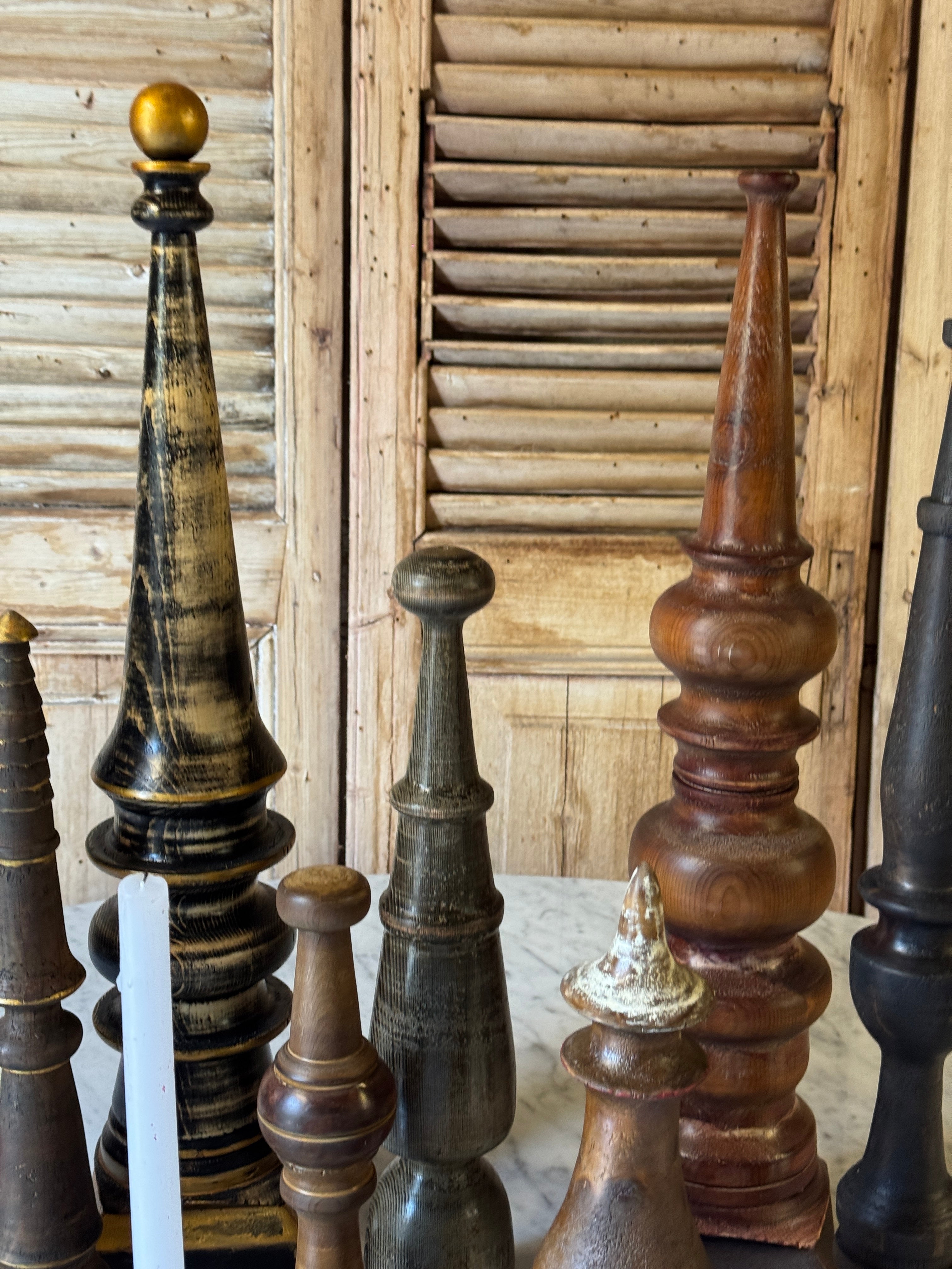 Large Collection of Vintage Turned Timber Decorative Finials – Manor on ...