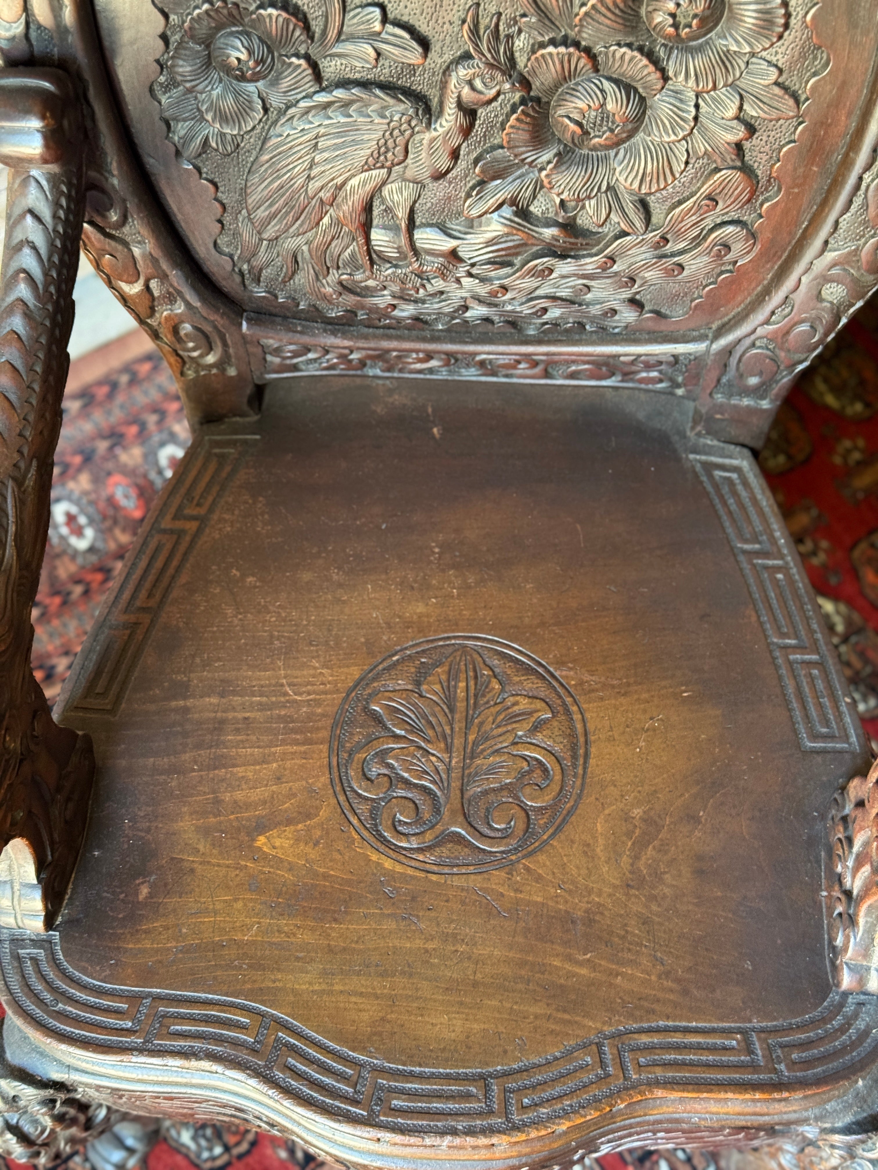 Antique 19th Century Chinese Dragon Throne Chair
