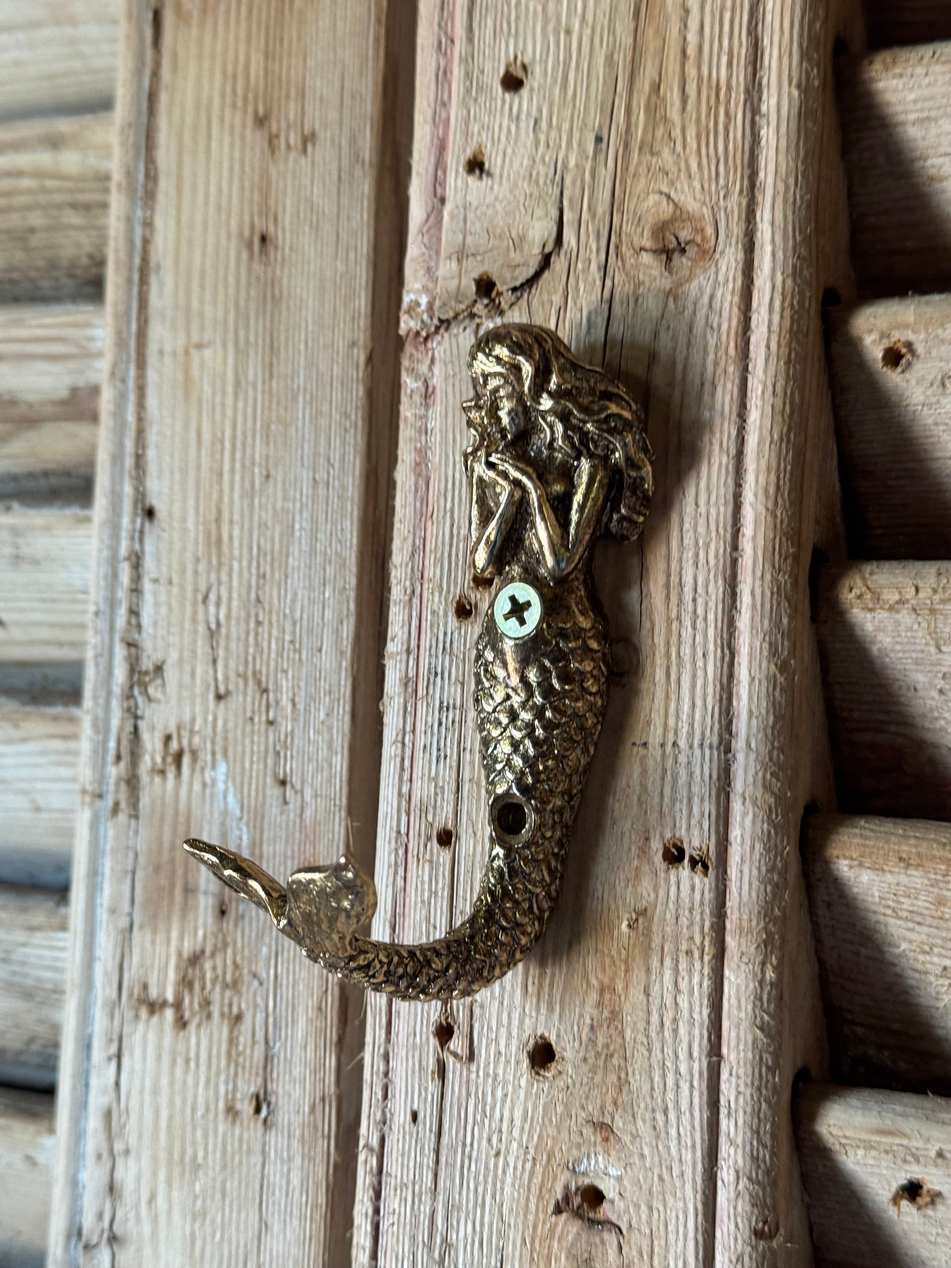 Mermaid Wall Hook - Aged Gold