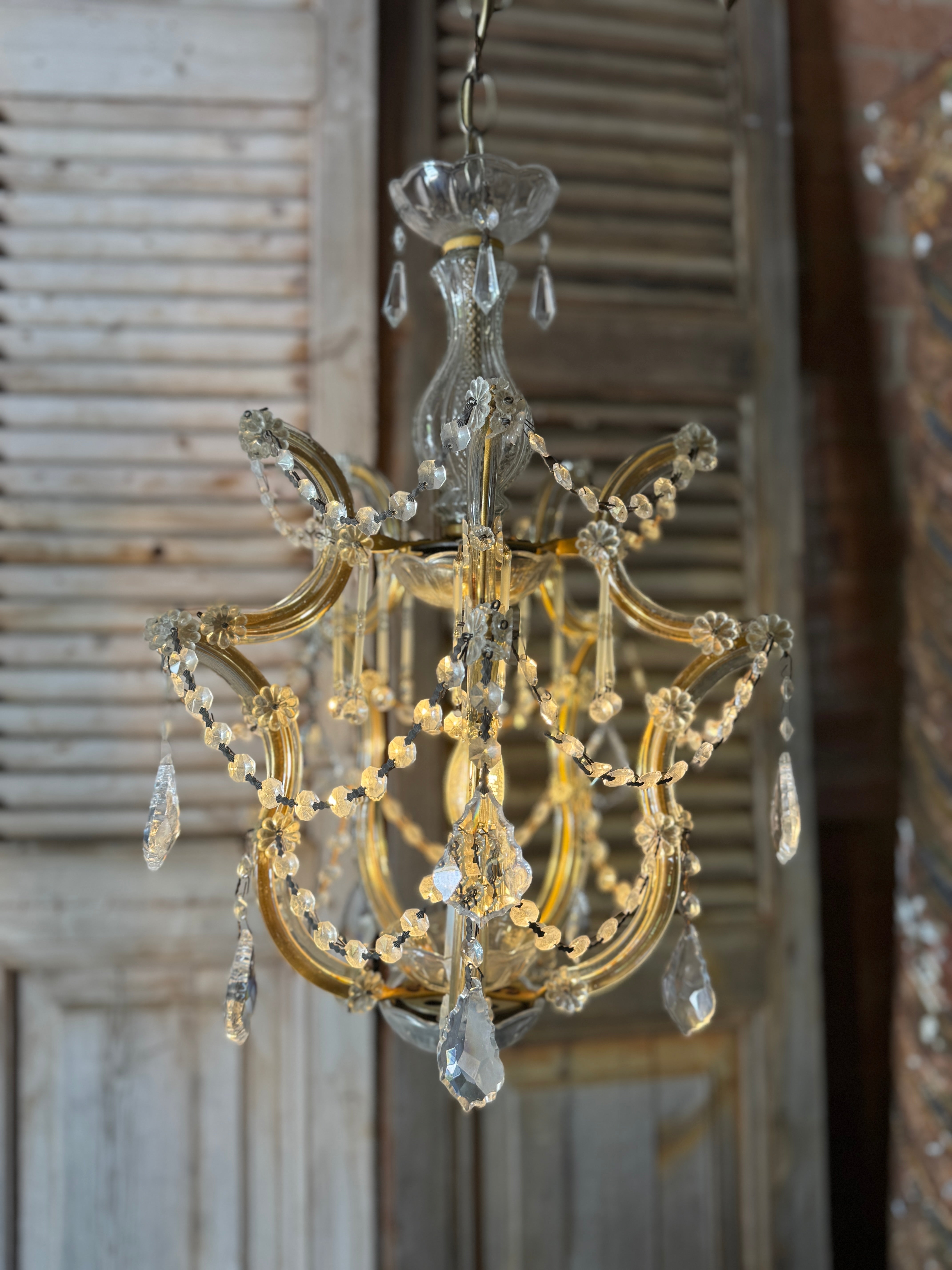 Vintage Cut Glass Pendant Chandelier