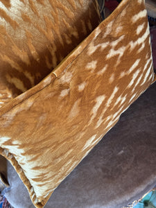 Mustard Velvet Lumbar Cushion with Feather Insert