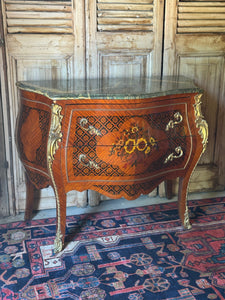 Vintage French Louis XV-Style Bombe Commode with Marble Top
