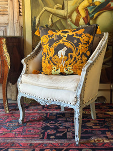 Vintage French Linen Tub Chair