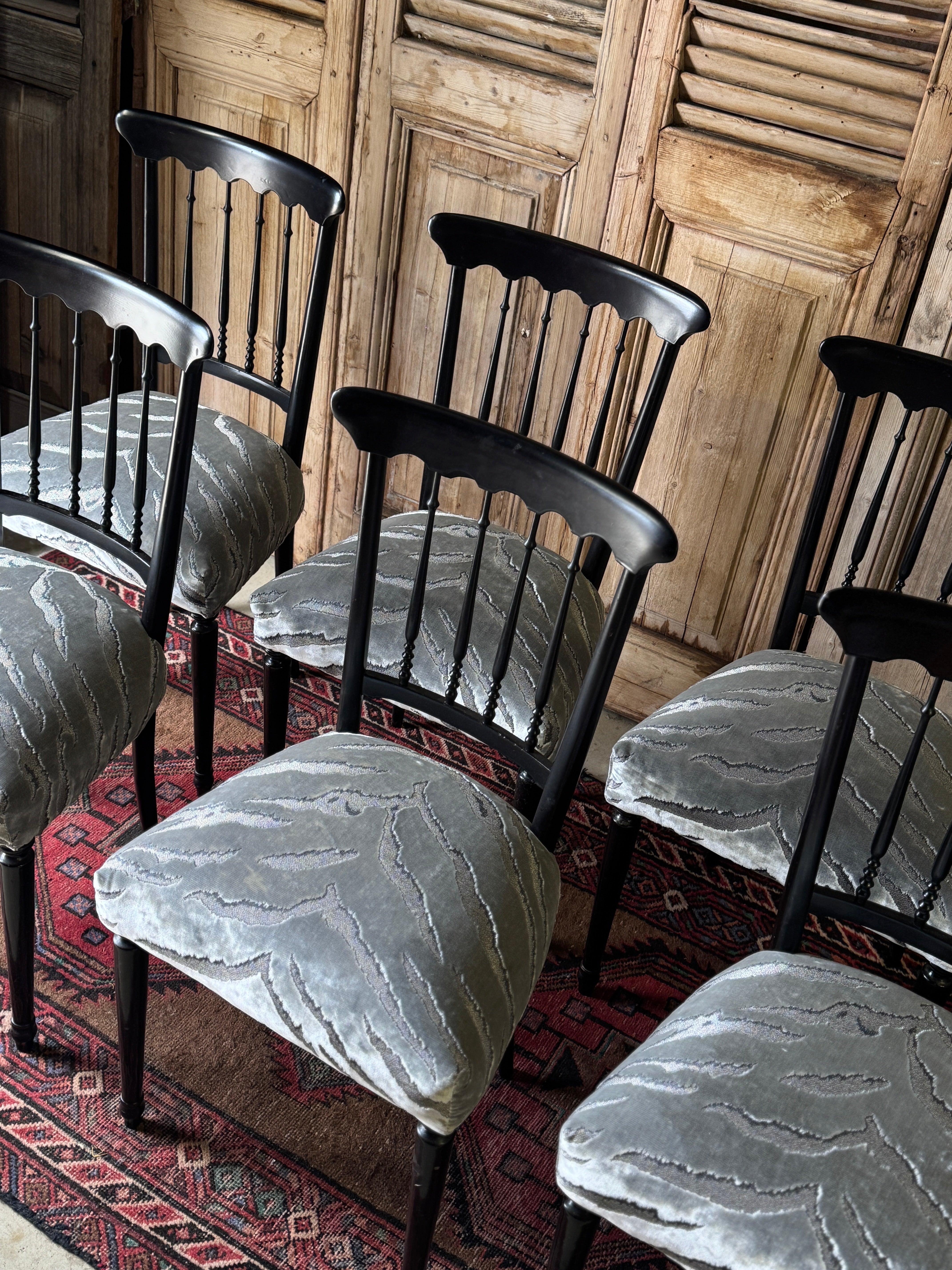 Set of 6 Vintage Napoleon III Style Chairs in Catherine Martin Velvet