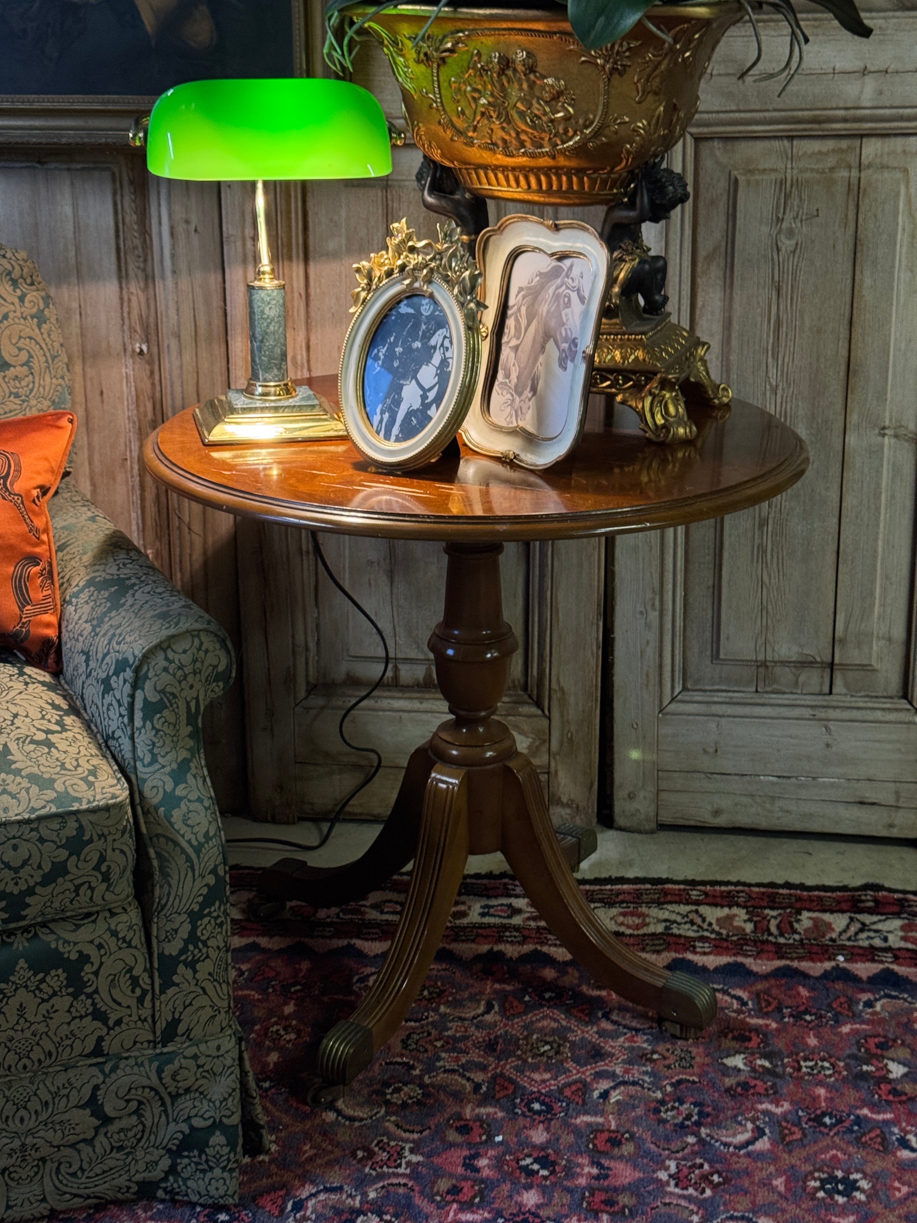 Vintage Timber Side Table on Brass Castors