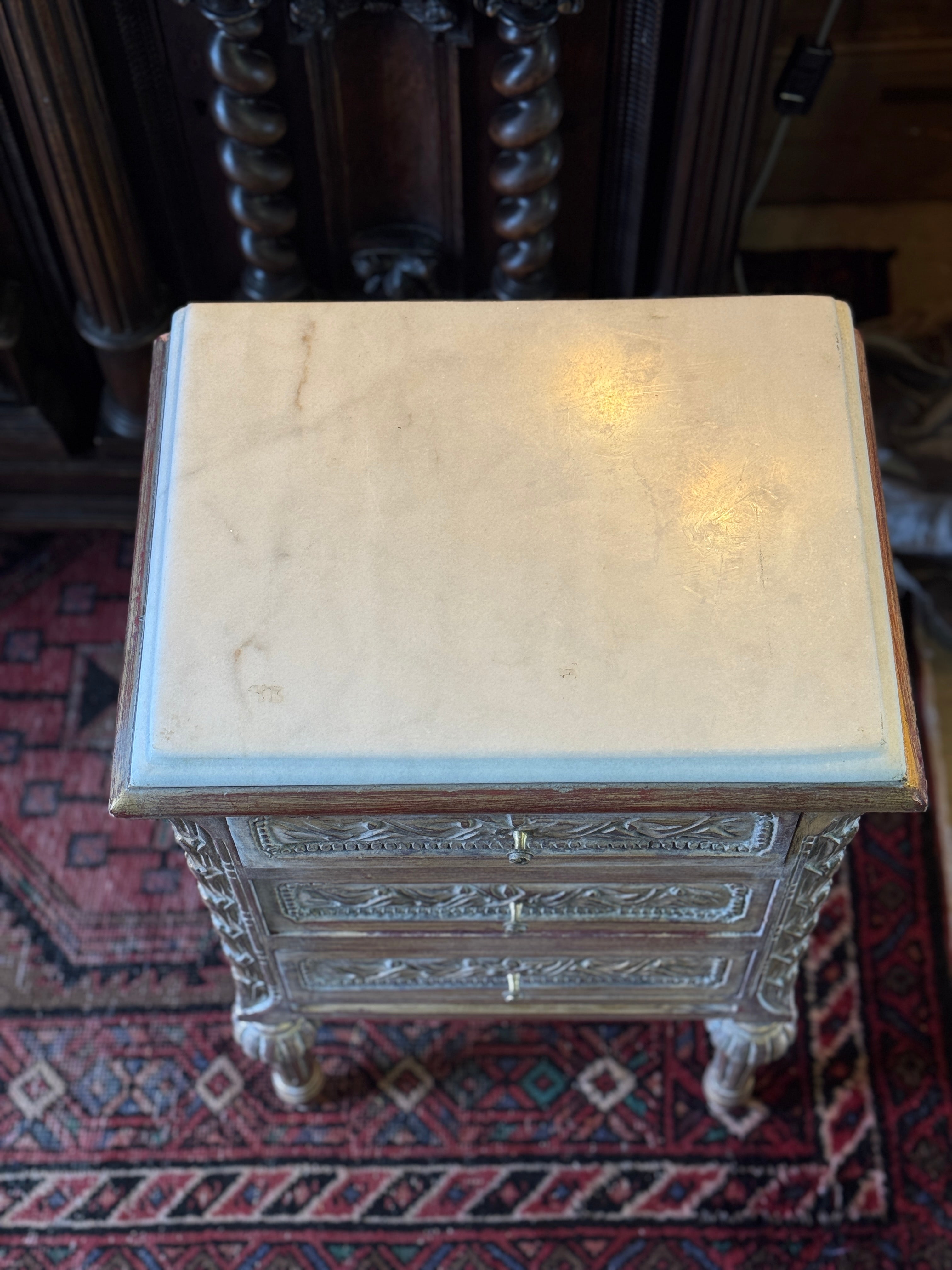 Louis XVI Style Marble Top Side Table