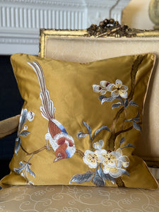 Oriental Gold Silk Cushion