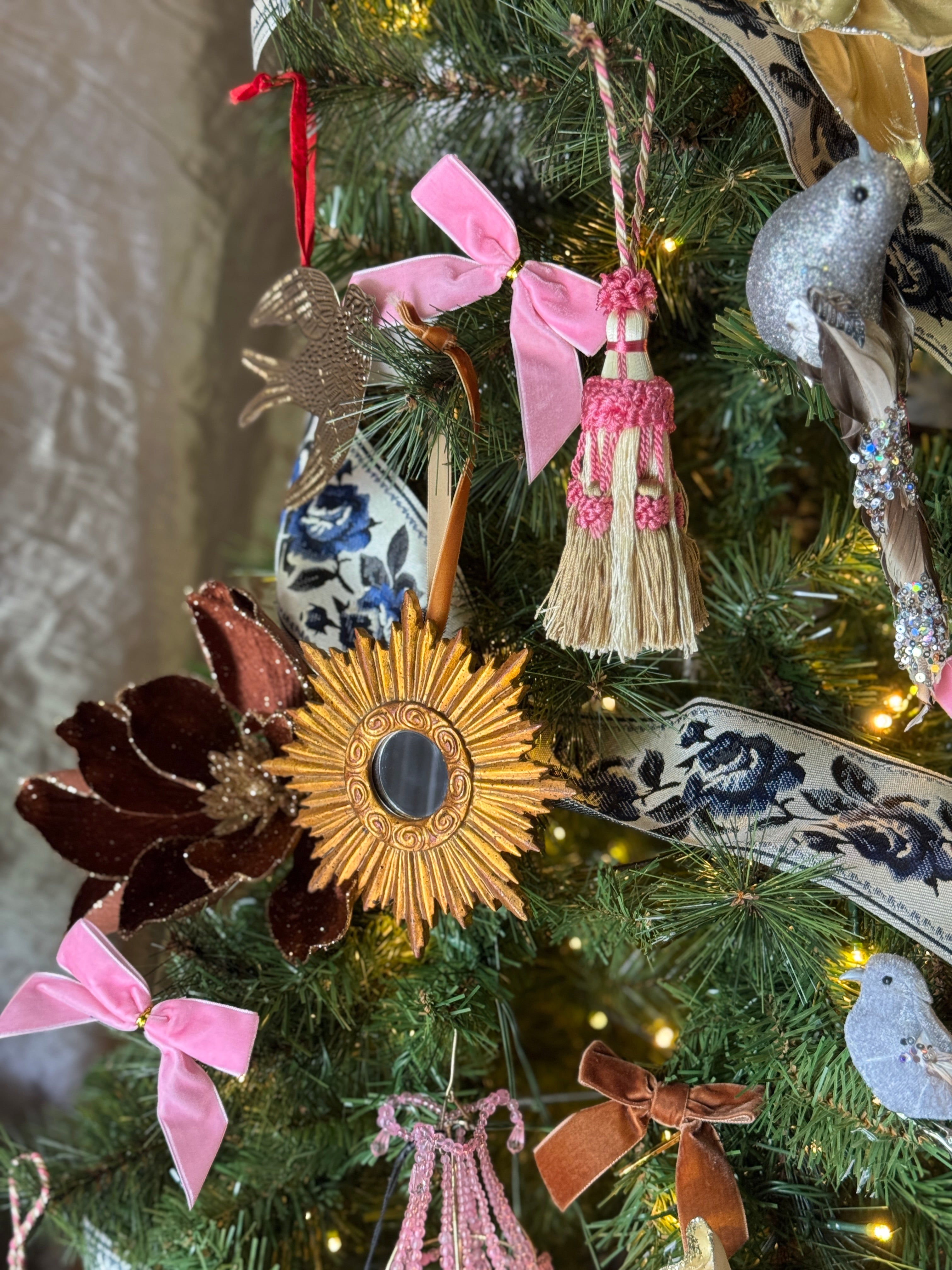 Mini Starburst Renaissance Mirror on Velvet Ribbon