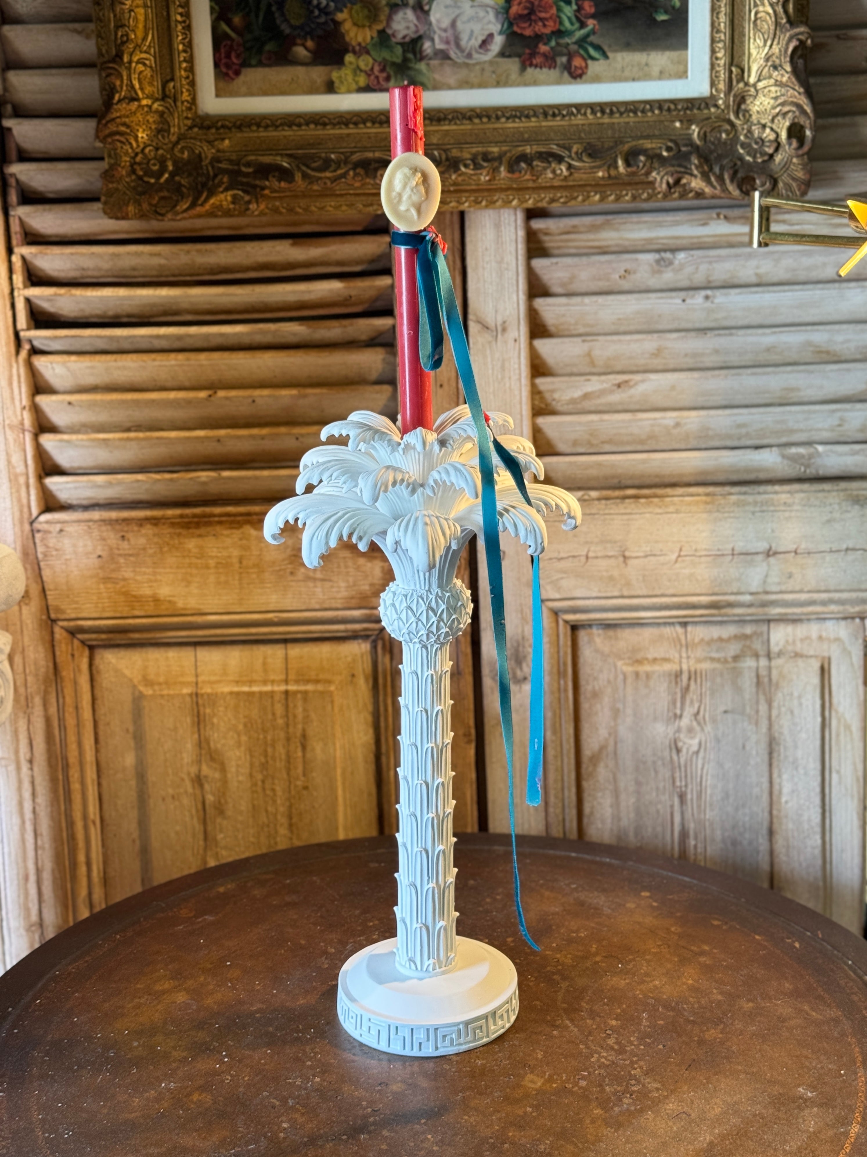 Hollywood Regency Palm Taper Candle Holder