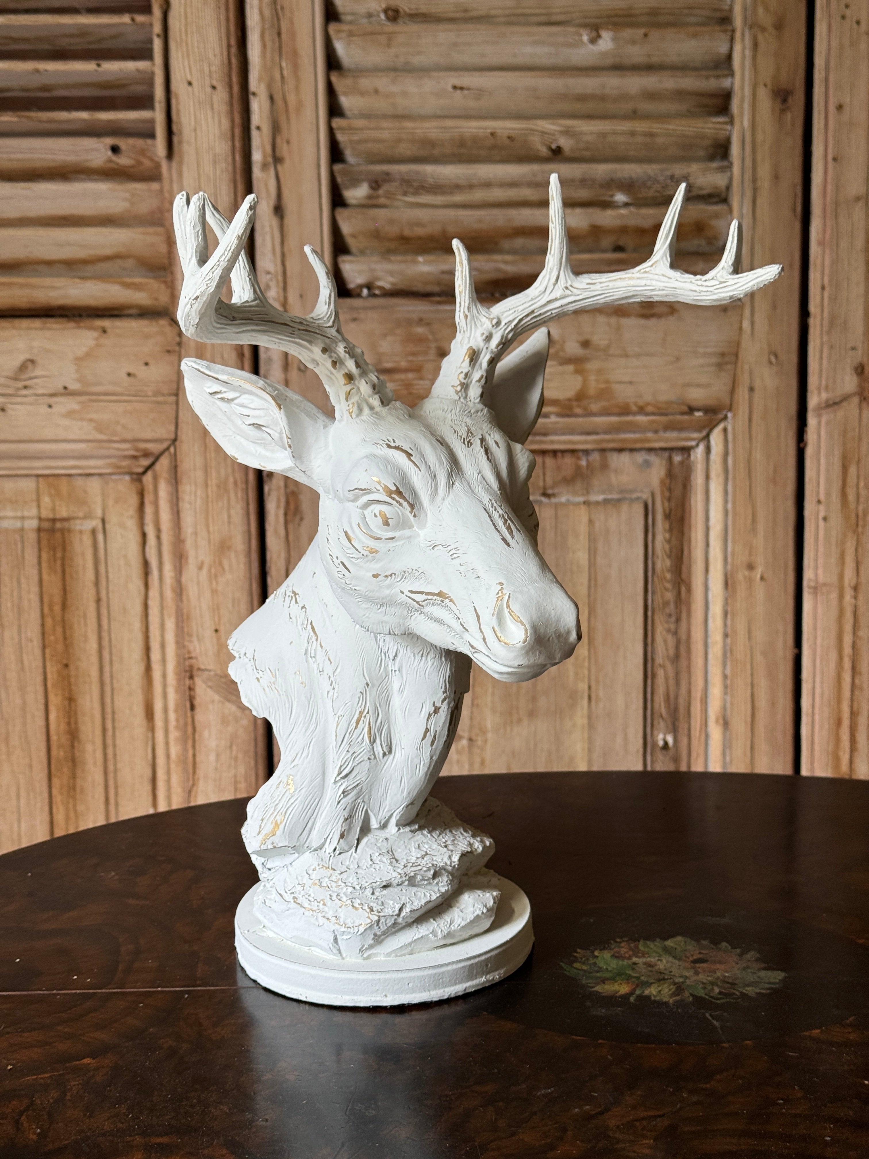 White & Gold Deer Bust