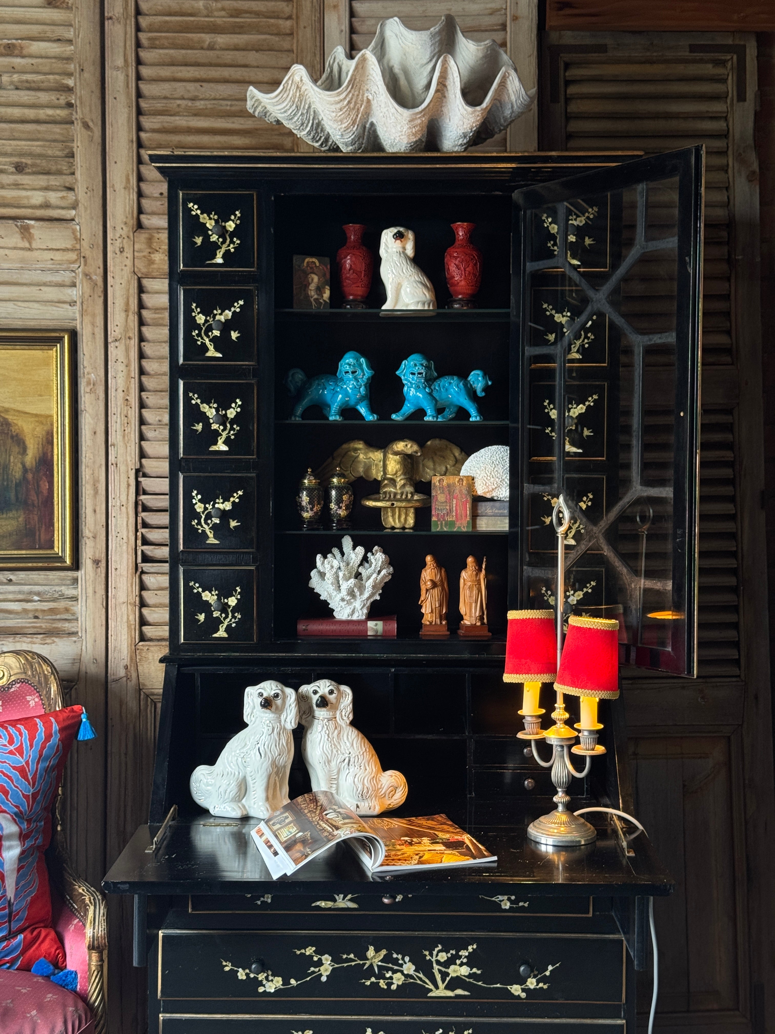 Pair of Mid-20th Century Chinese Turquoise Glazed Temple Dogs