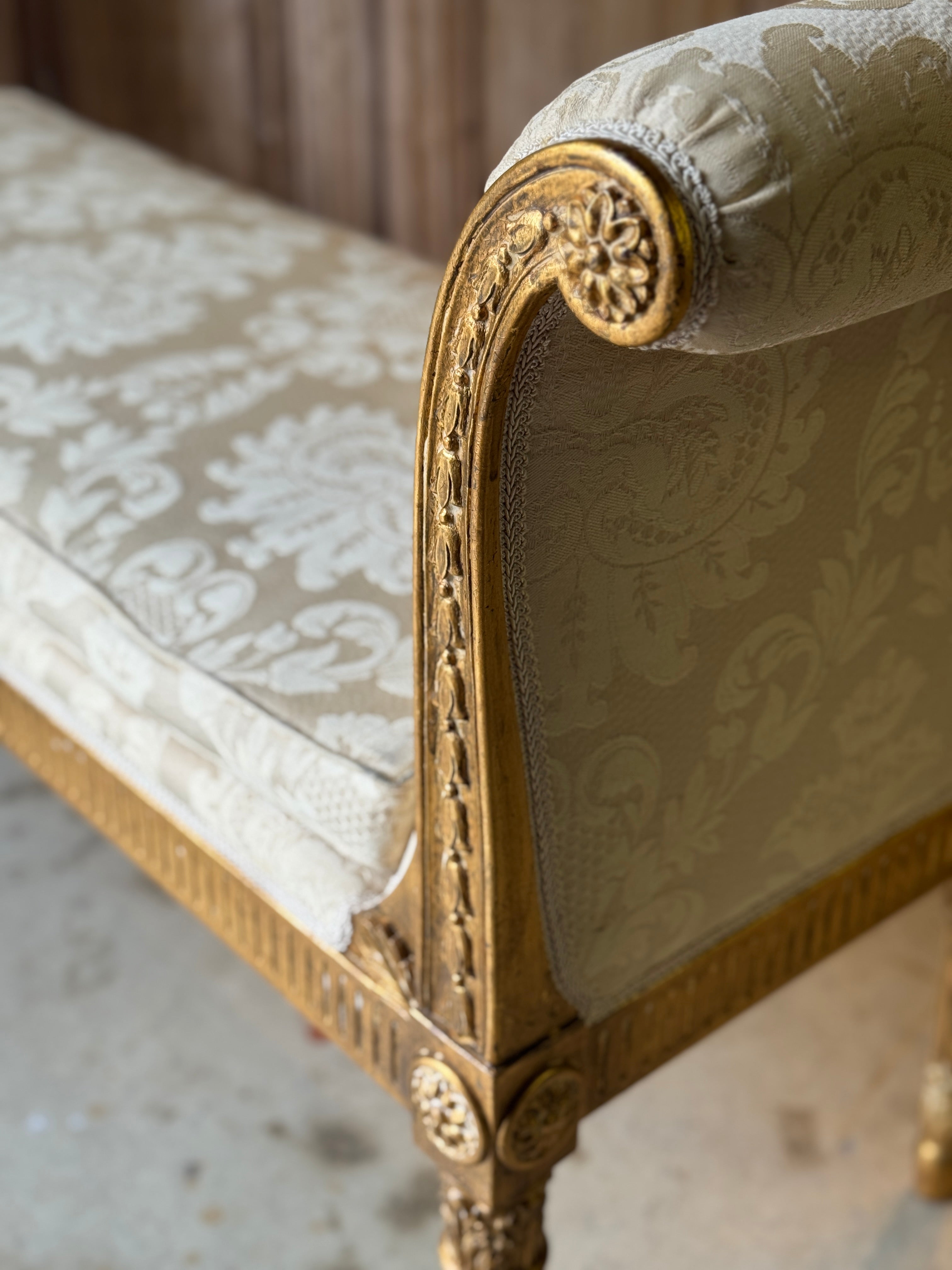 Vintage French Louis XVI Style Giltwood Window Seat / Bench