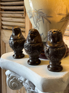 Set of 3 Vintage Egyptian Canopic Jars