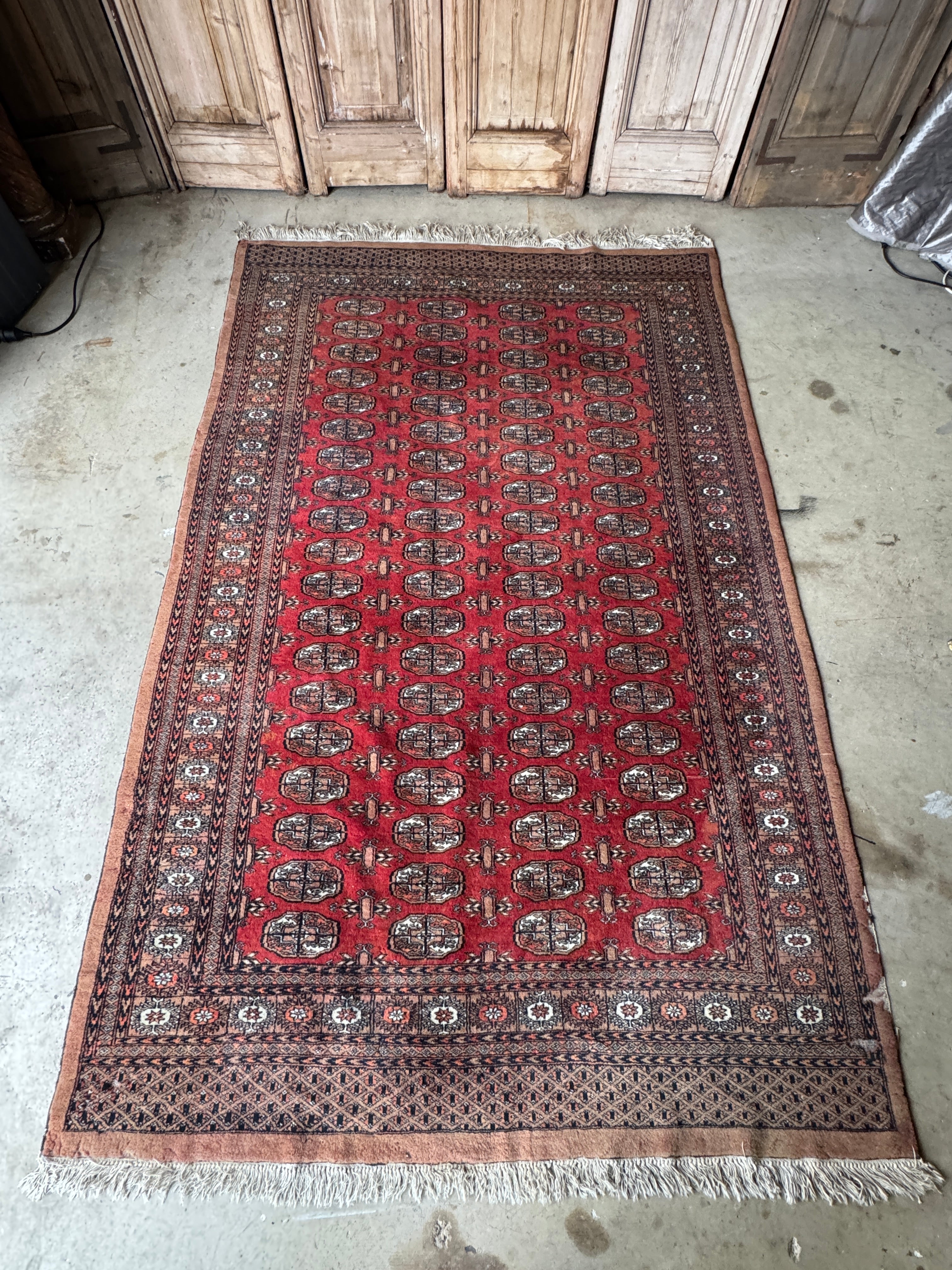 Vintage Pakistani Bokhara Handknotted Woollen Carpet