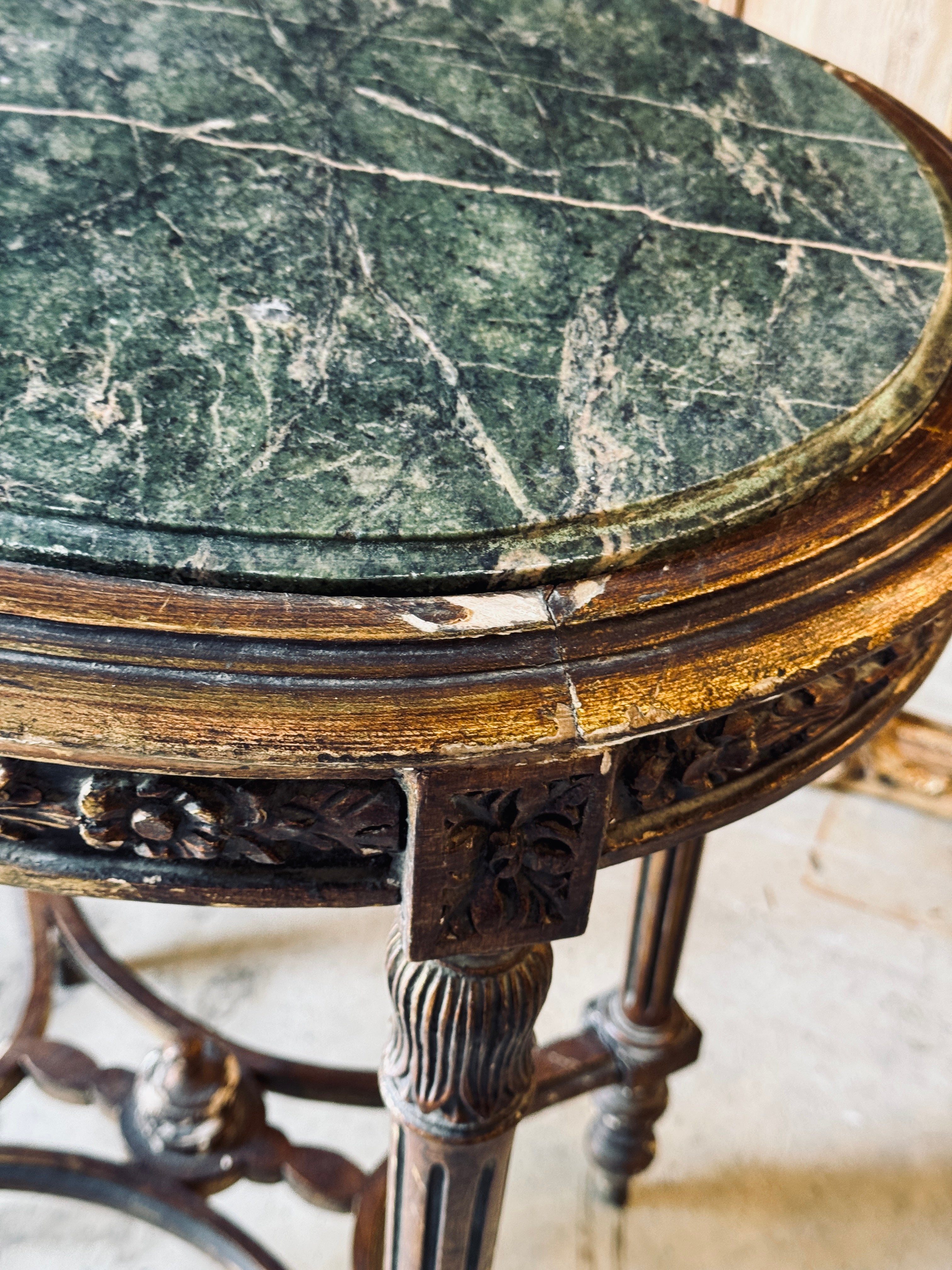 19th Century French Green Marble Top Side Table