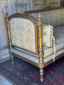Antique French Louis XVI Style Giltwood Salon Sofa