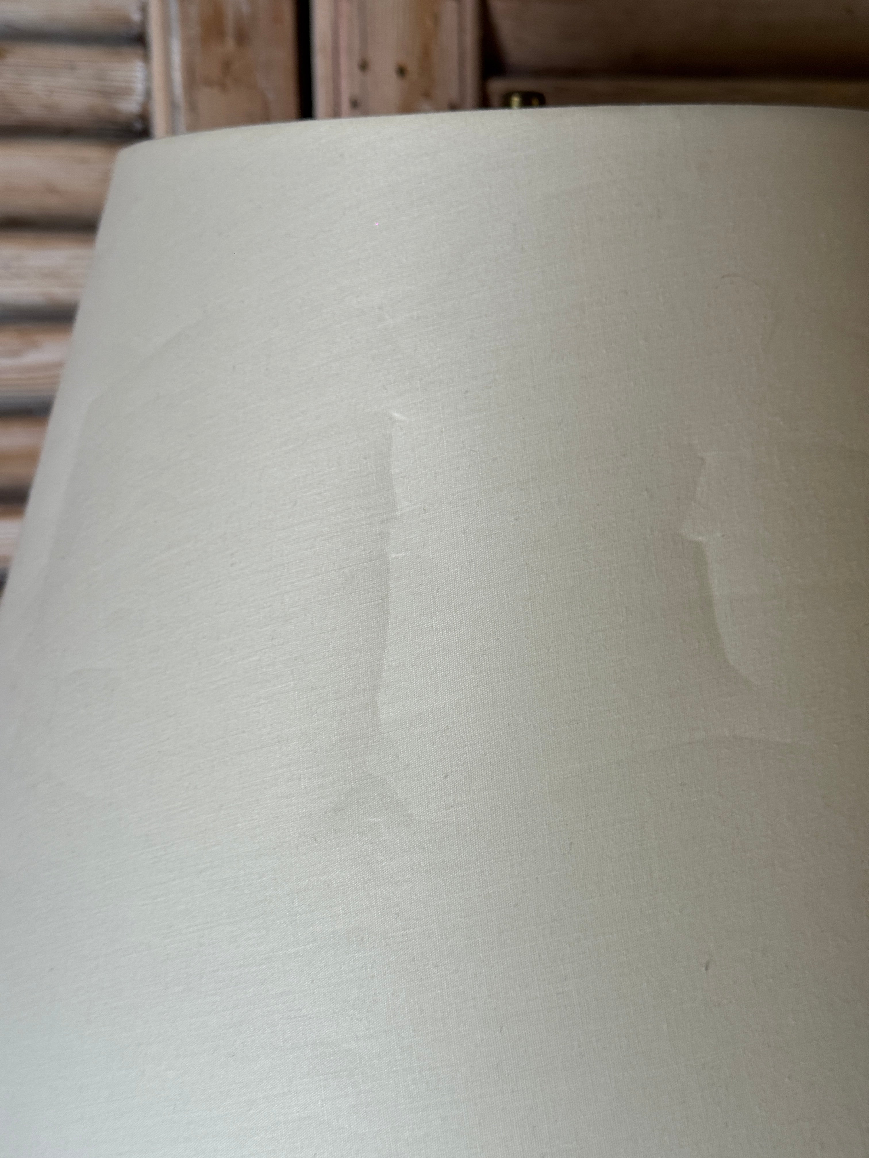 Vintage Porcelain Table Lamp With Brass Detail And Cream Shade