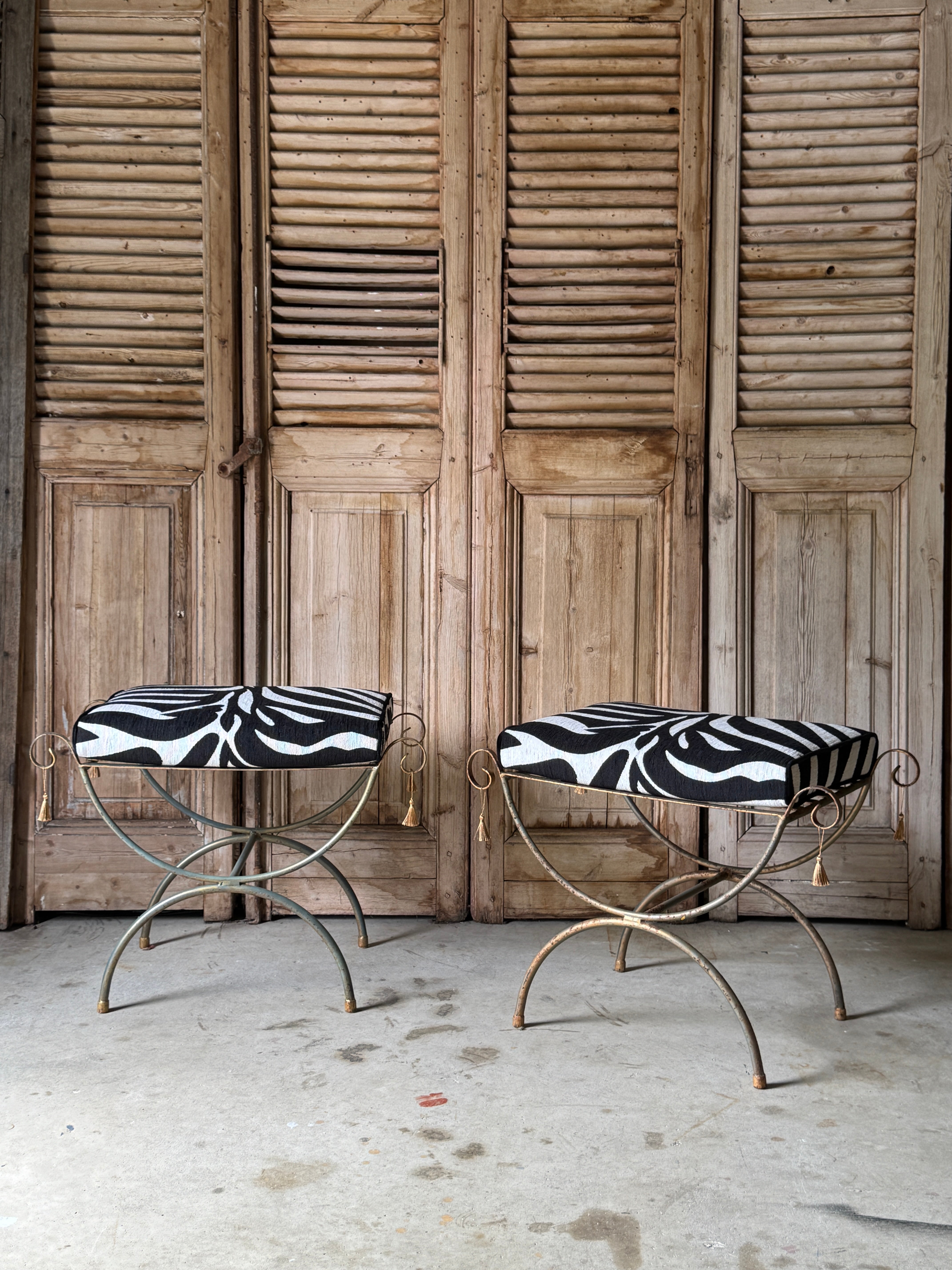 Vintage Pair of Zebra Stools