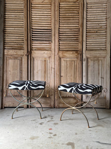 Vintage Pair of Zebra Stools