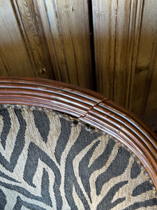 Pair of Carved Timber Empire Tub Chairs with Zebra Upholstery