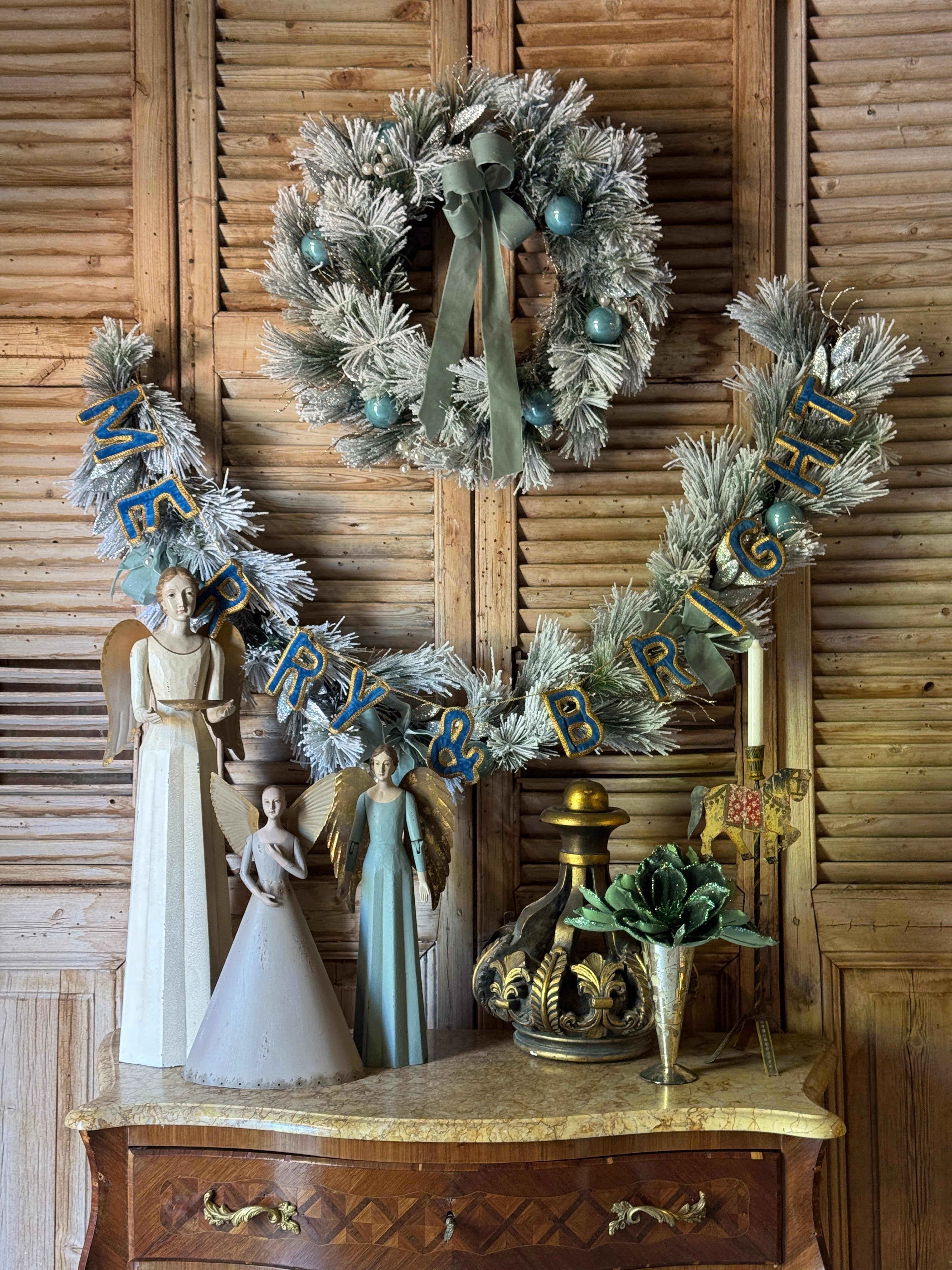 Frosted Blue Christmas Garland