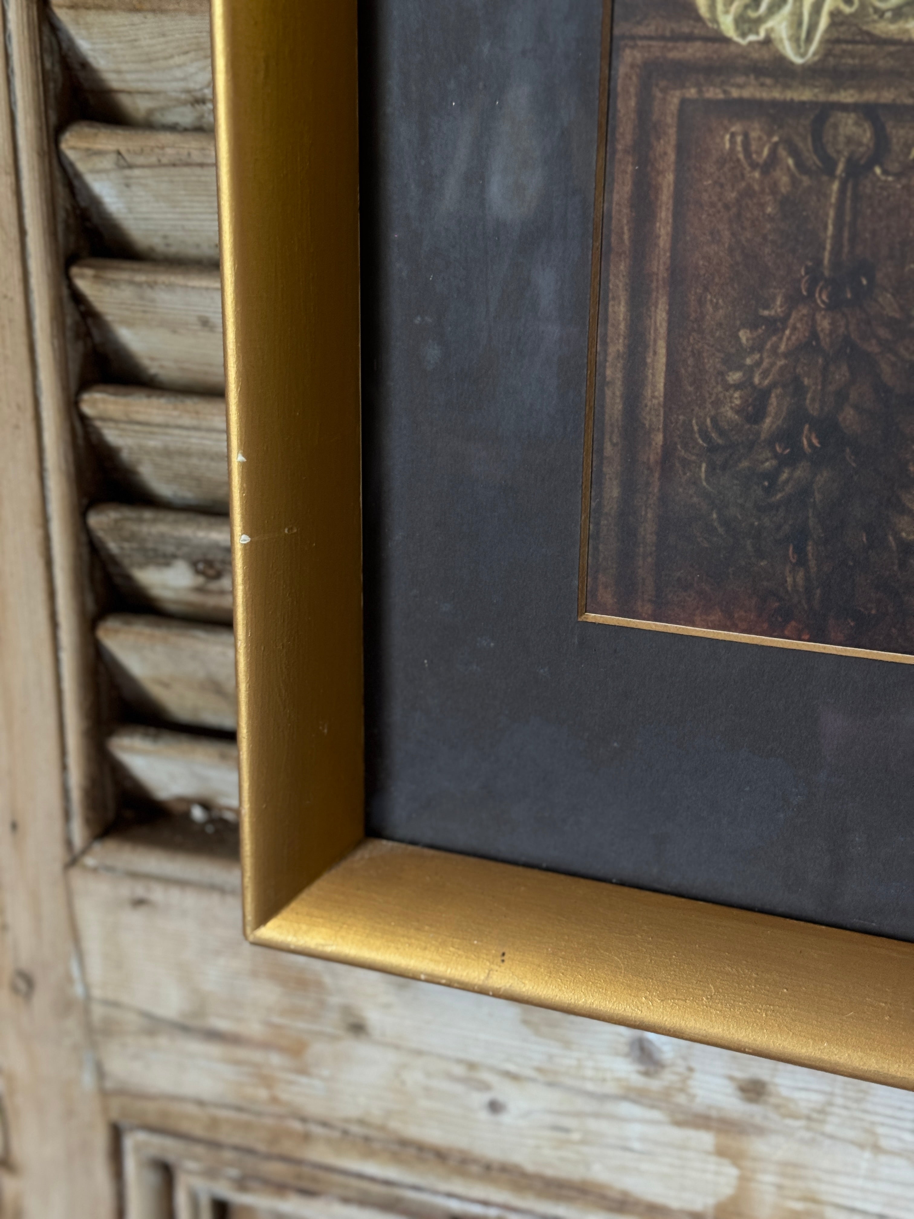 Vintage Gilt Framed Print of Madonna and Child with St. John the Baptist by Botticelli
