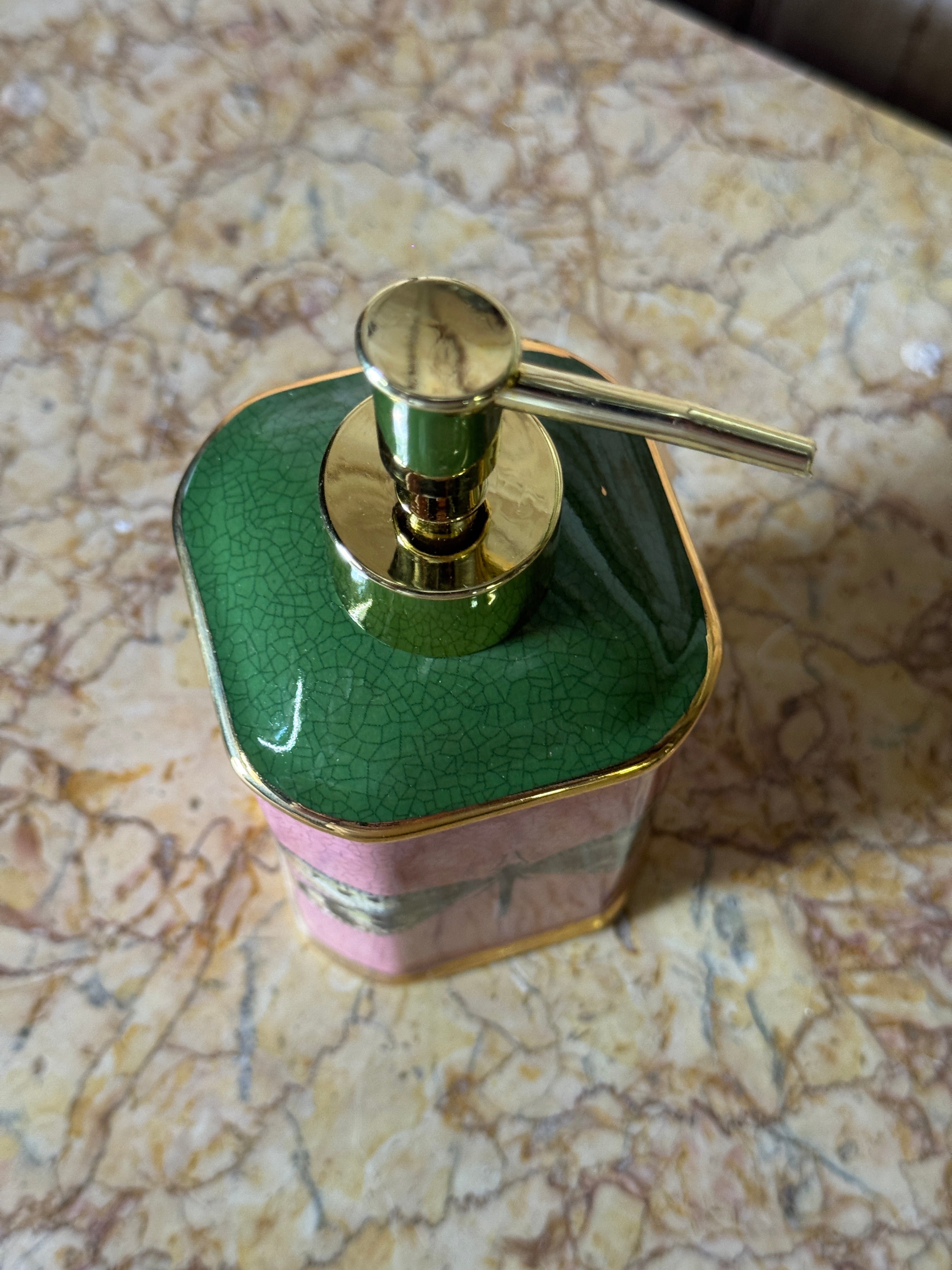 Pink Dragonfly Ceramic Soap Dispenser