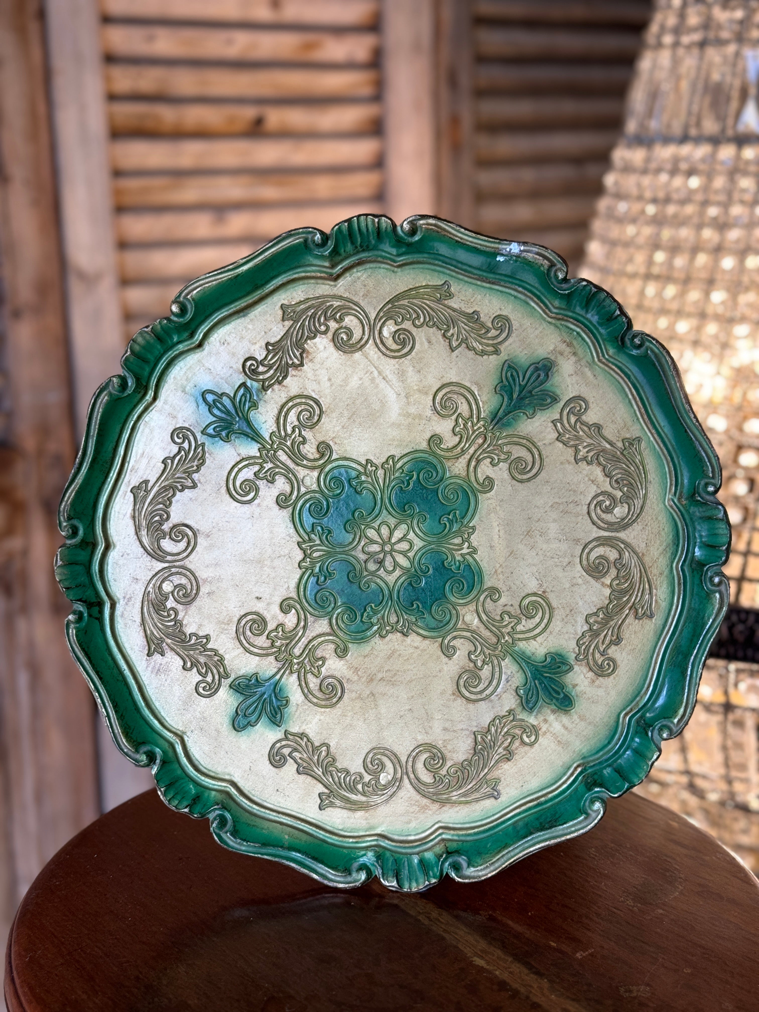 Vintage Round Florentine Style Tray