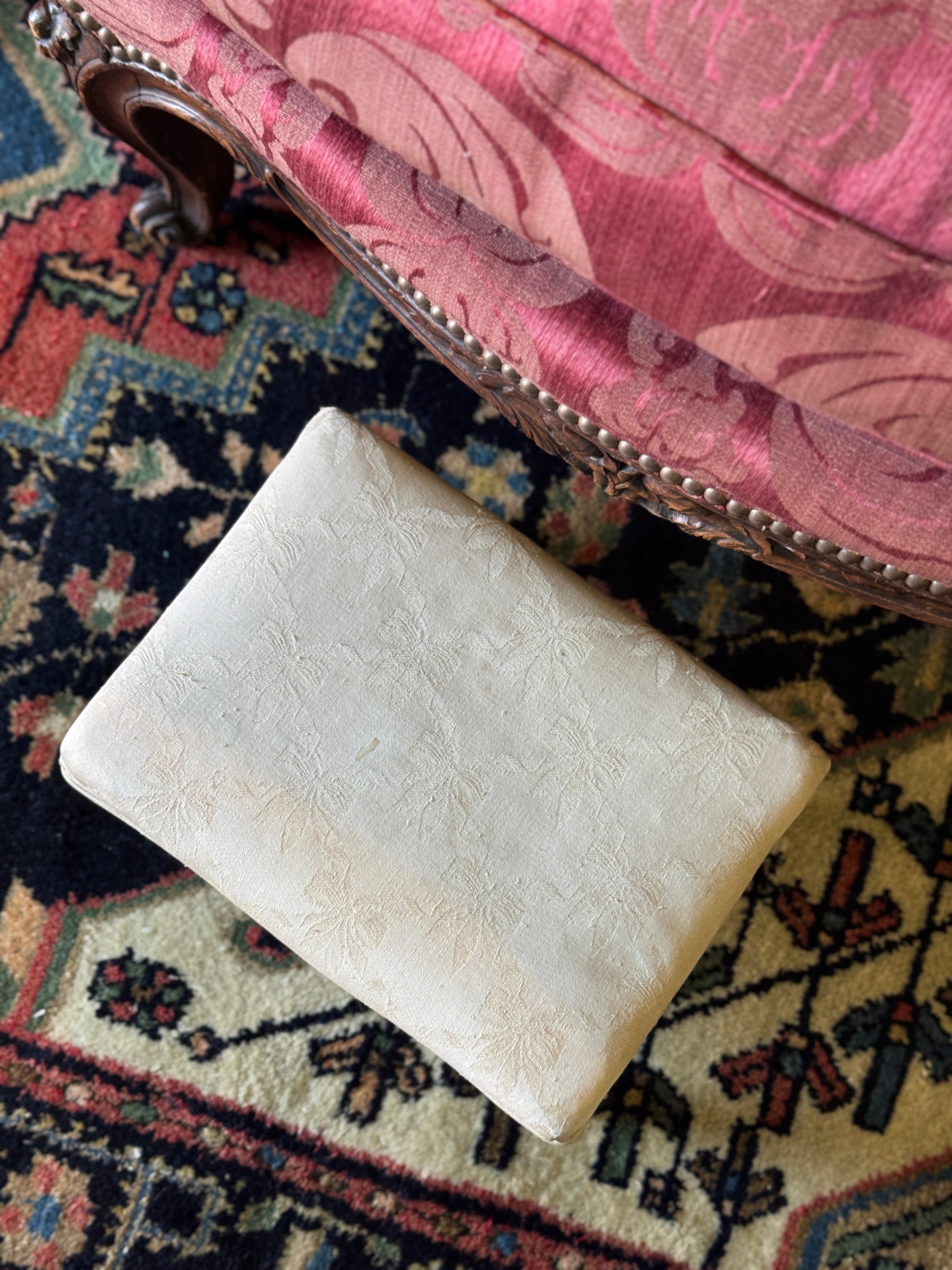 Antique 18th Century French Carved Timber Footstool