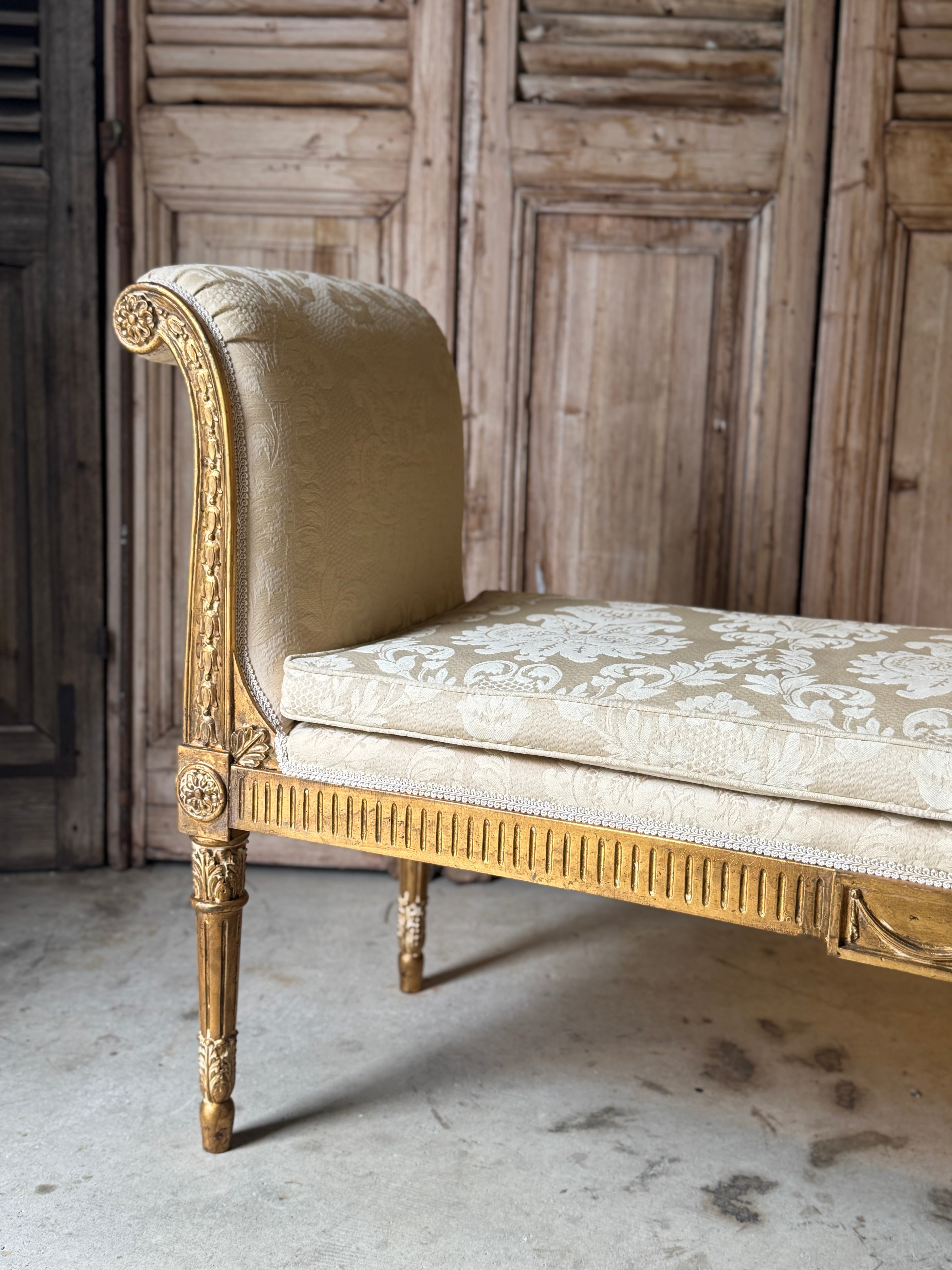 Vintage French Louis XVI Style Giltwood Window Seat / Bench