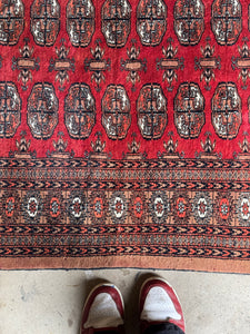 Vintage Pakistani Bokhara Handknotted Woollen Carpet