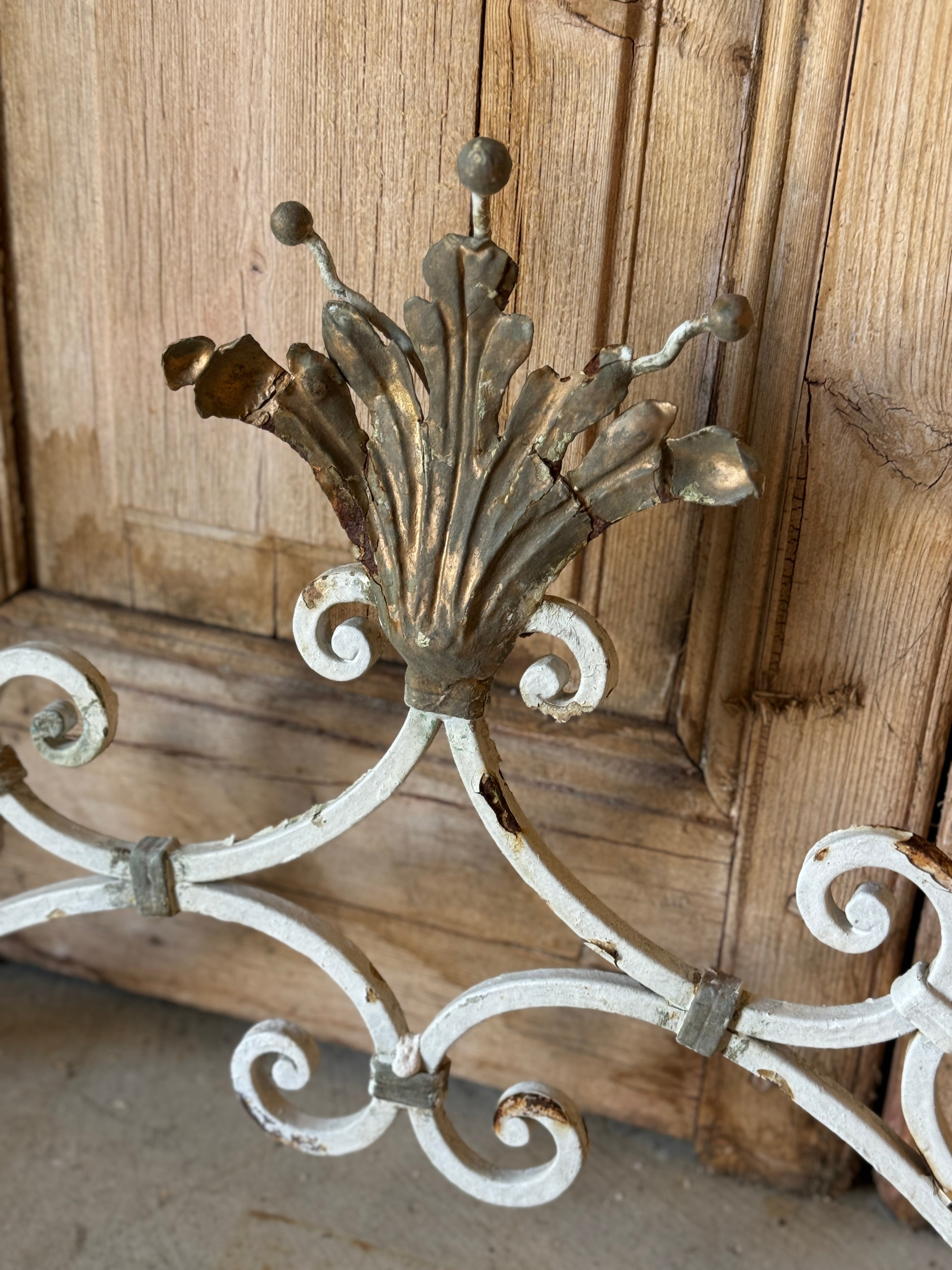 Vintage French Wrought Iron & Marble Console Table