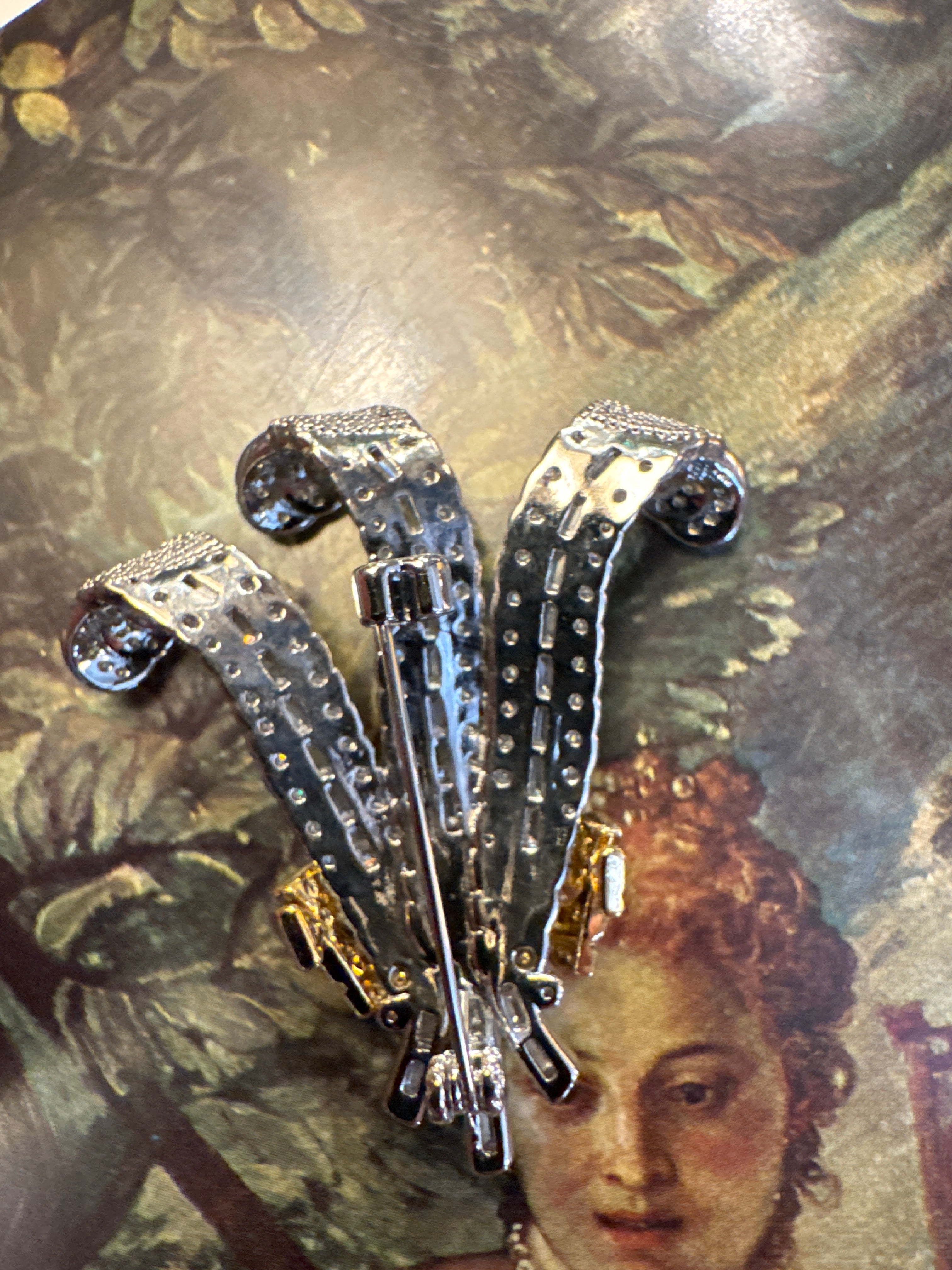 Regal Crowned Feathers Brooch