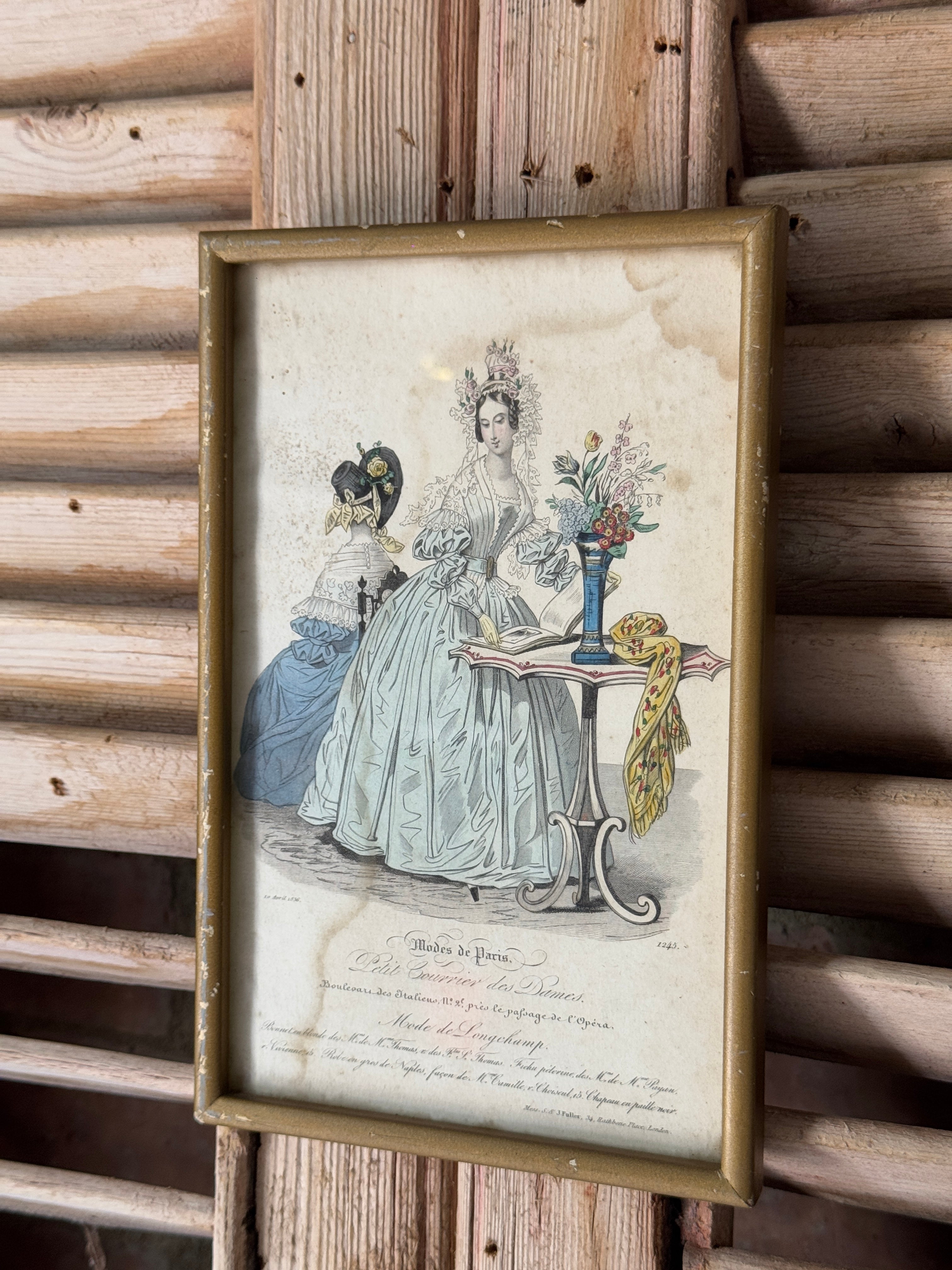 Antique Framed French Fashion Illustration